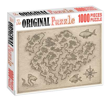 Fanciful Nautical Map Detailed Pen Illustration Of Imaginary Archipelago 20 Piece Puzzle