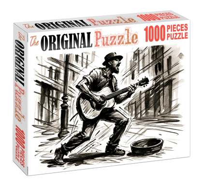 Dynamic Street Performer Sketch Bold Brush Pen Illustration With Energetic Lines Large Format Puzzle