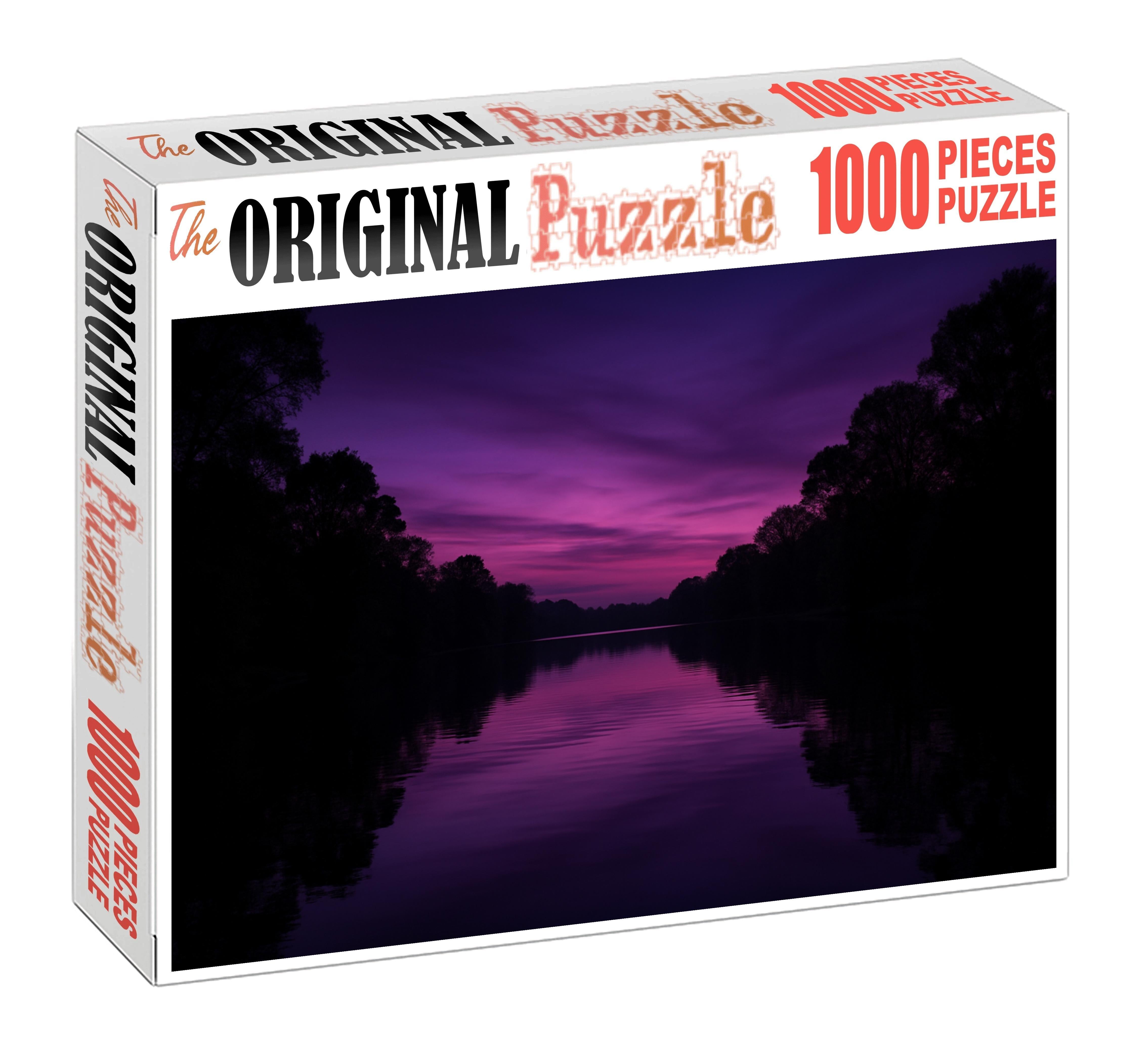 Velvet Dusk Embrace Gentle Purples Over Tranquil Waters Puzzle For Adults
