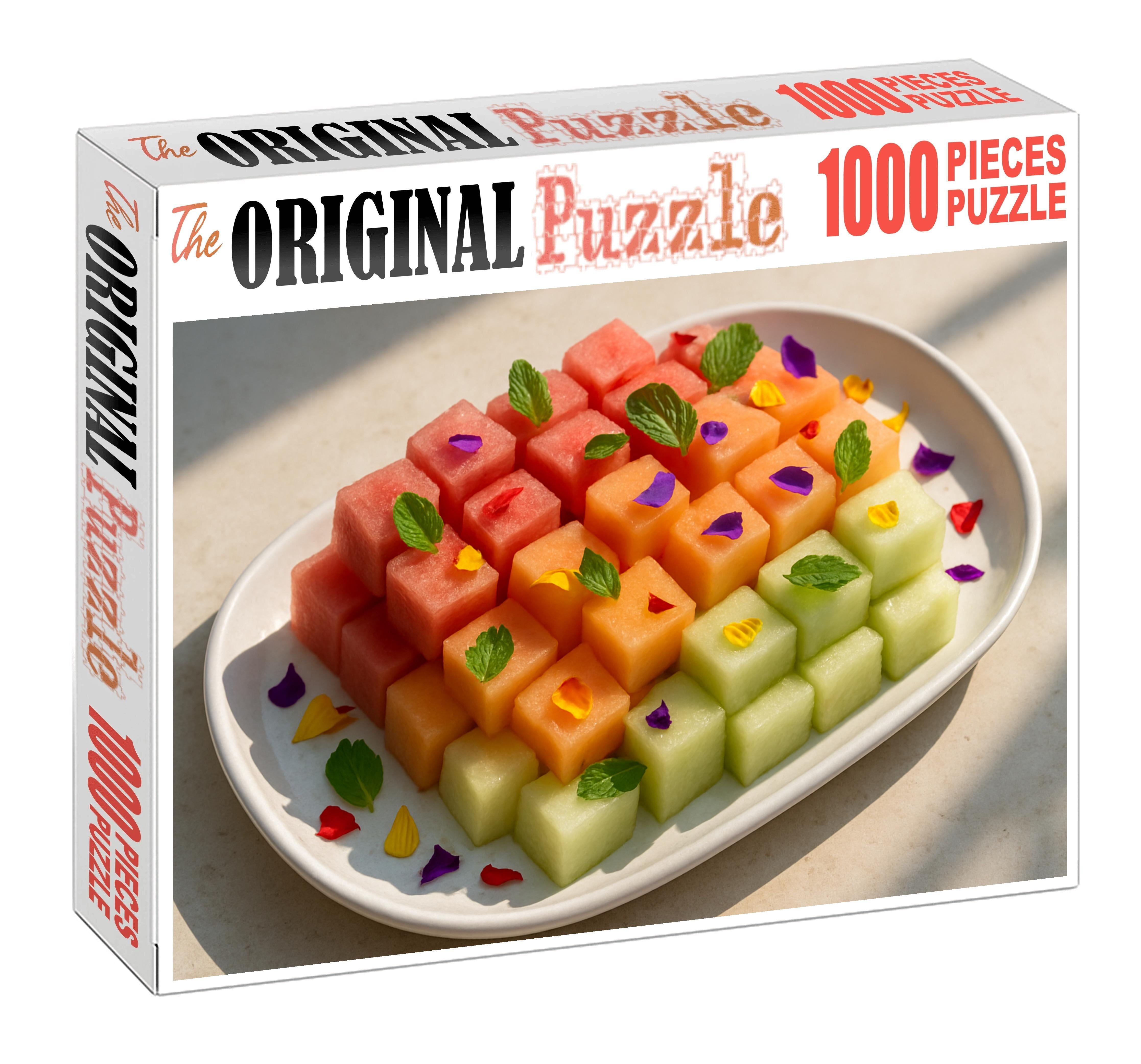 Melon Medley Watermelon Cantaloupe And Honeydew Cubes Large Format Puzzle