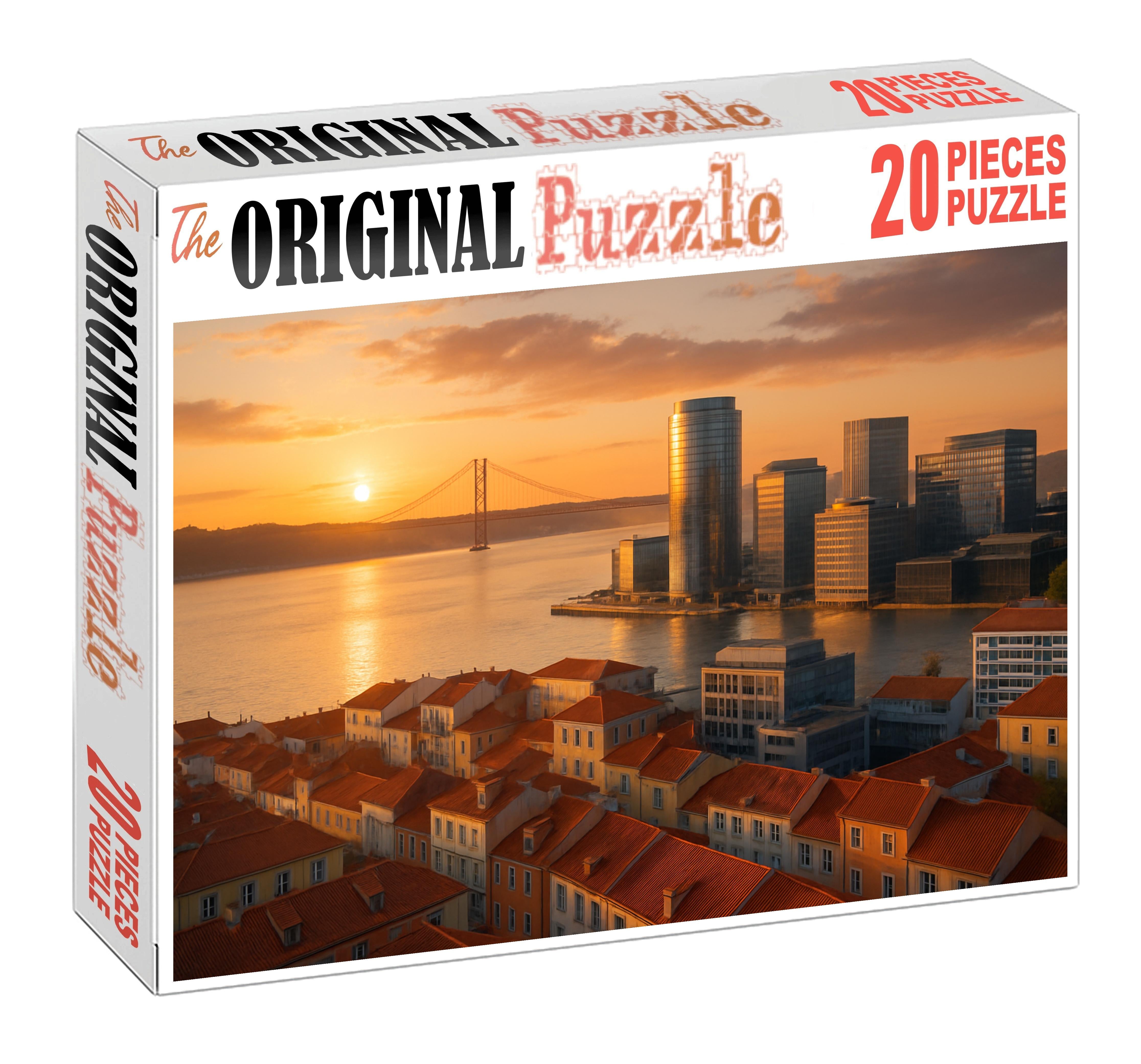Lisbon Tagus River Skyline Historic Hills And Modern Waterfront Renewal Large Format Puzzle