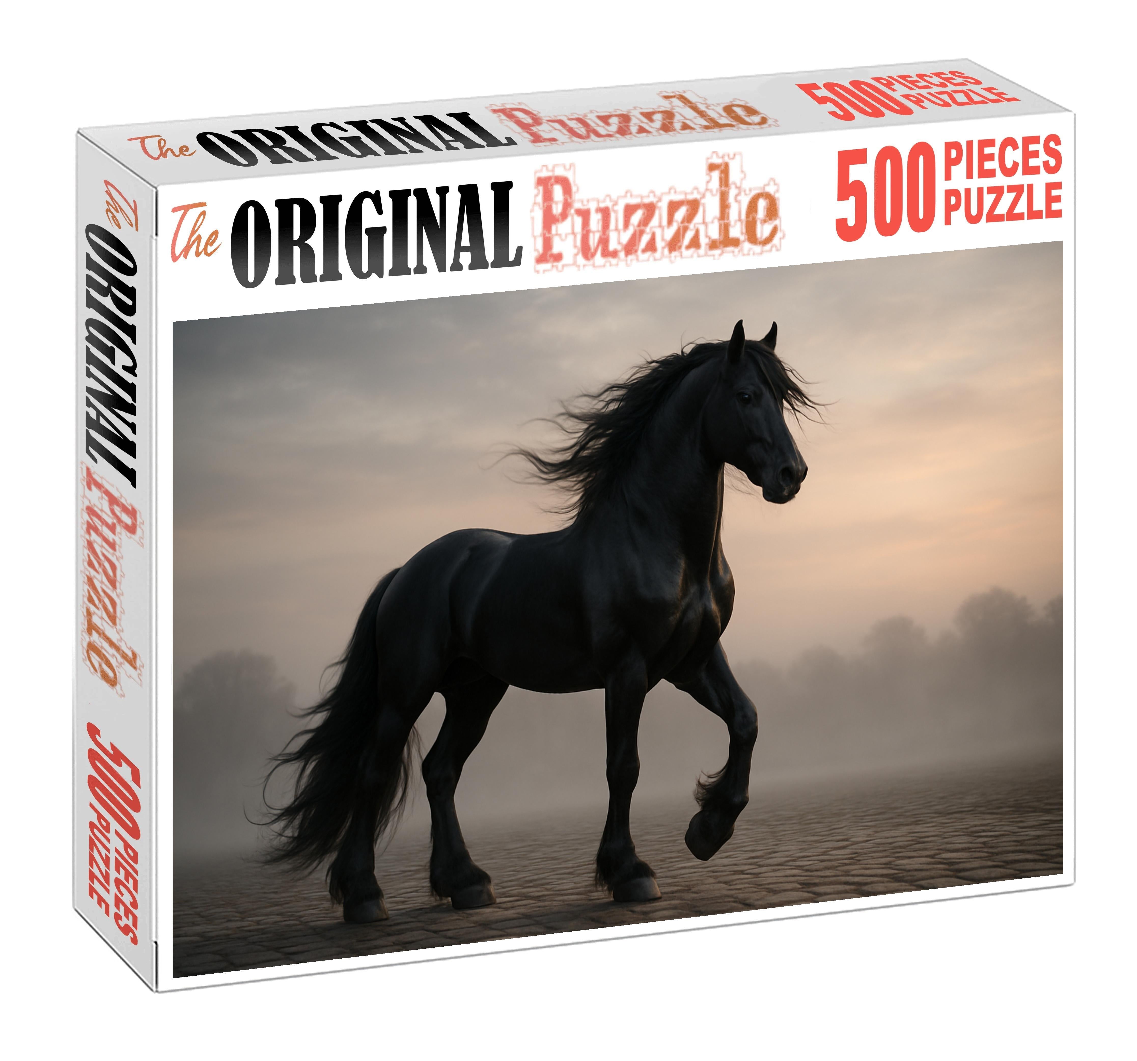Velvet Night Friesian Stallion 1000 Piece Puzzle