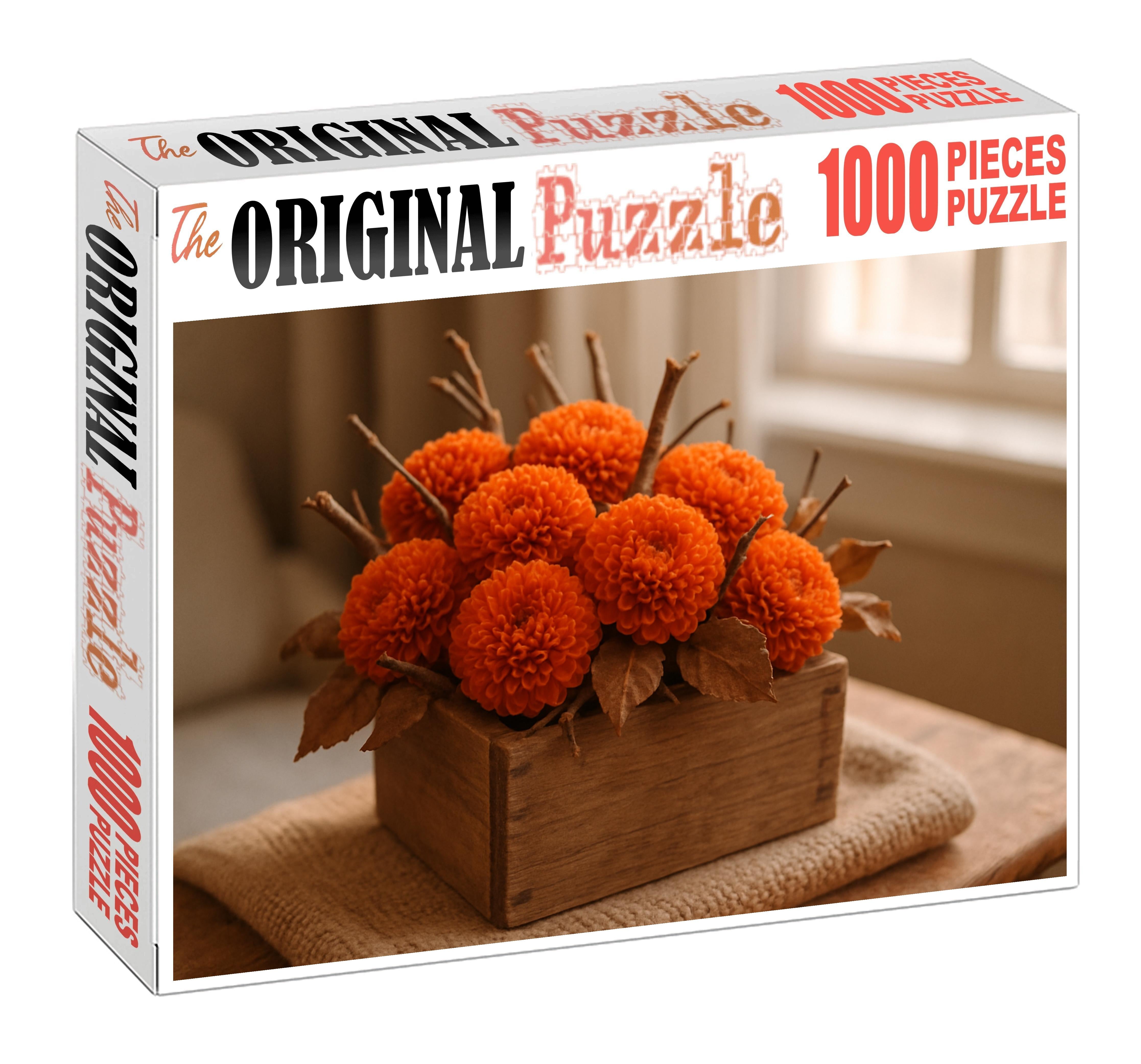Autumn Orchard Display Deep Orange Blooms And Warm Brown Accents With Rustic Twigs 50 Piece Puzzle