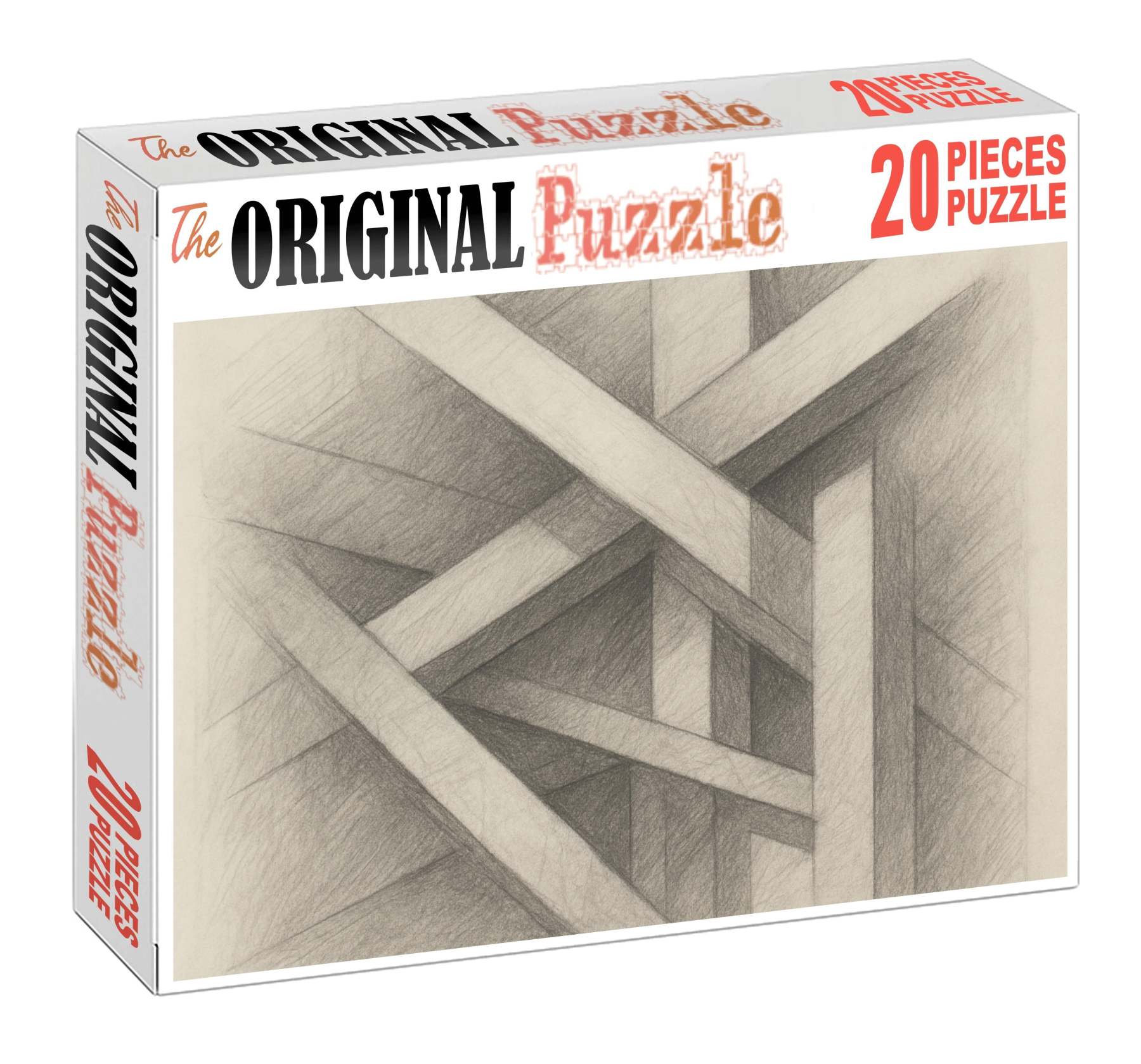 Abstract Architectural Fragment Linear Graphite And Erased Highlights Custom Jigsaw Puzzle