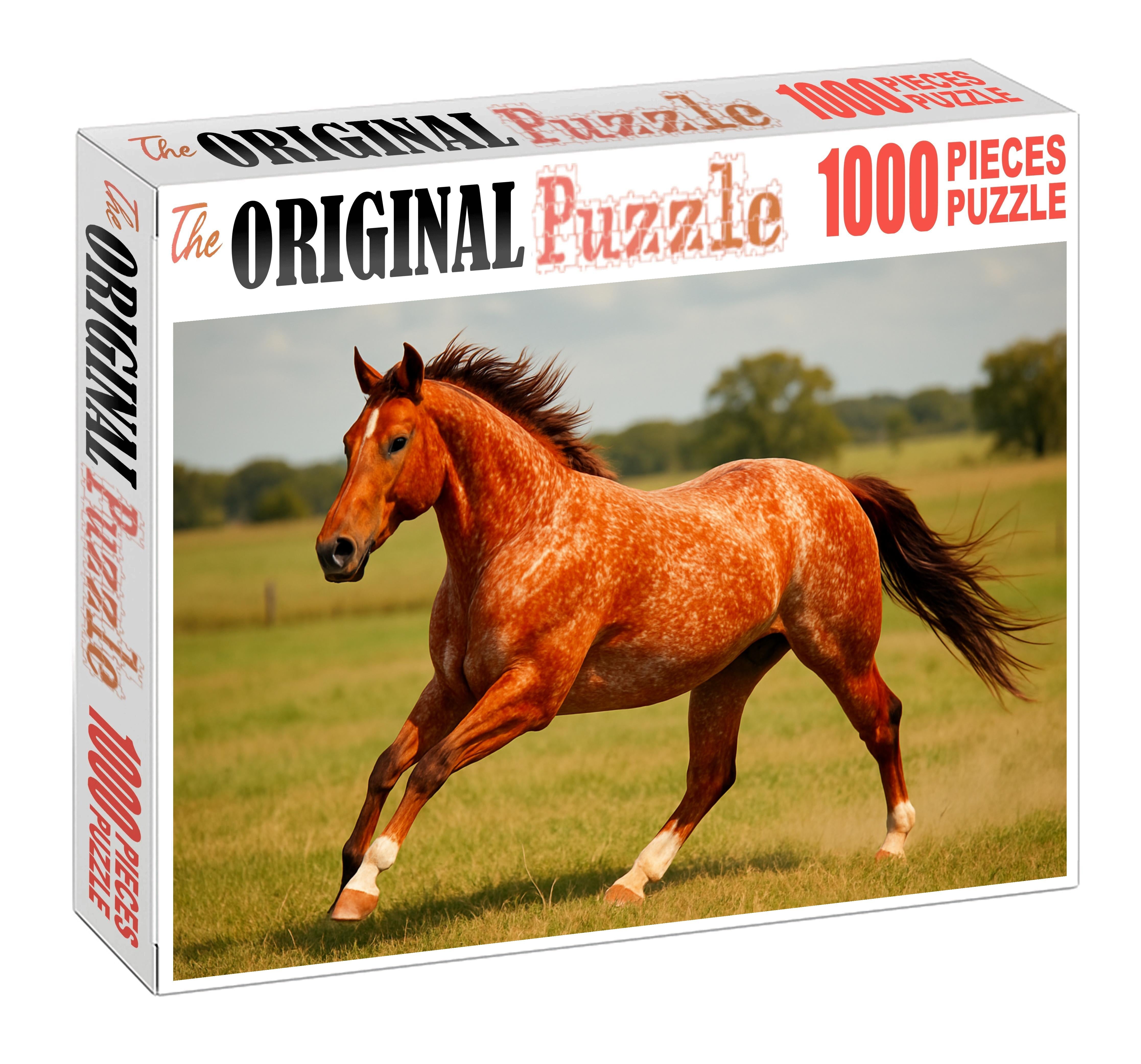 Copper Ember Quarter Horse Athletic Red Roan Gelding With Ground Covering Stride Custom Jigsaw Puzzle
