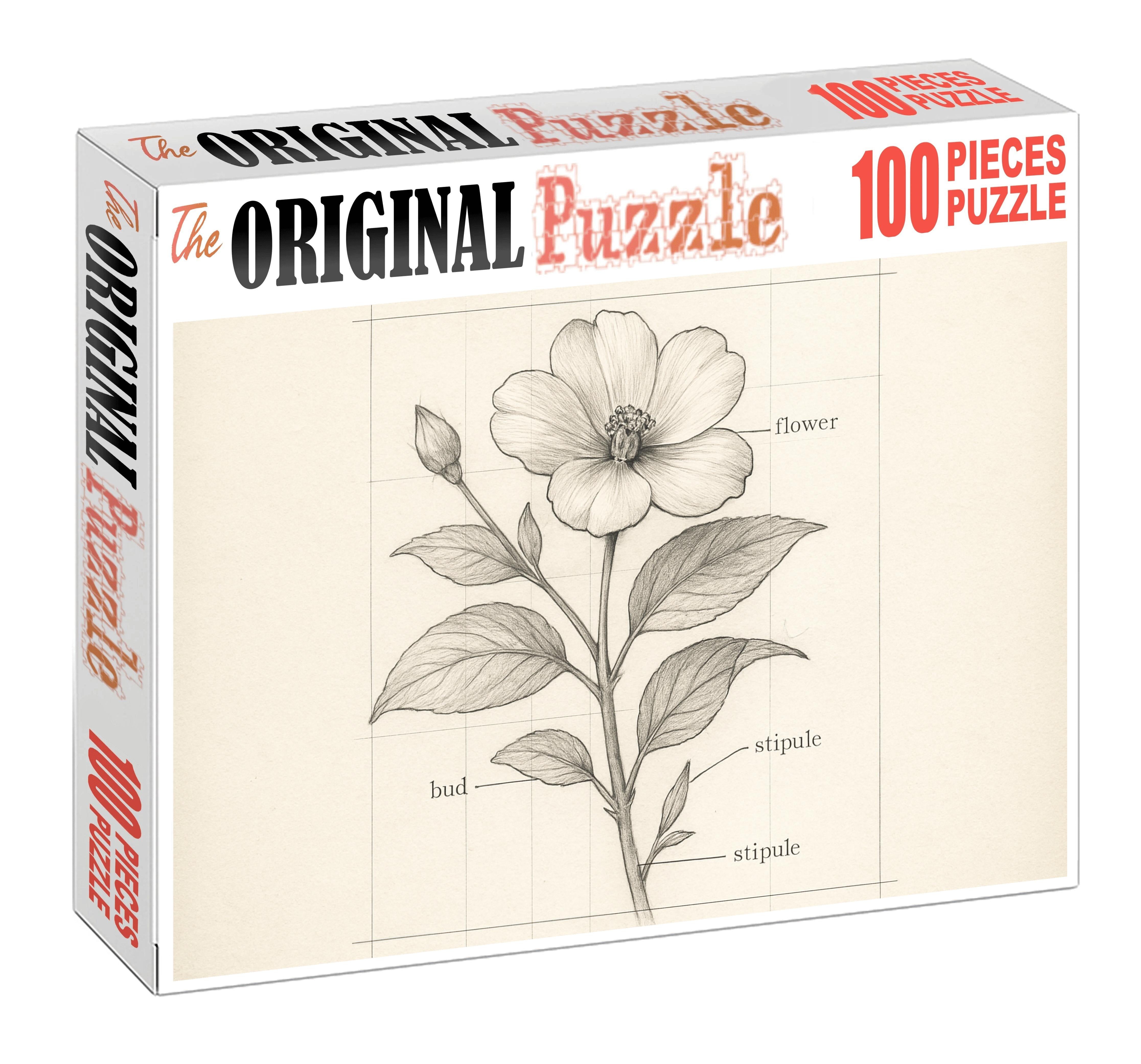 Technical Flora Diagram Precise Pencil And Ruler Lines Custom Jigsaw Puzzle
