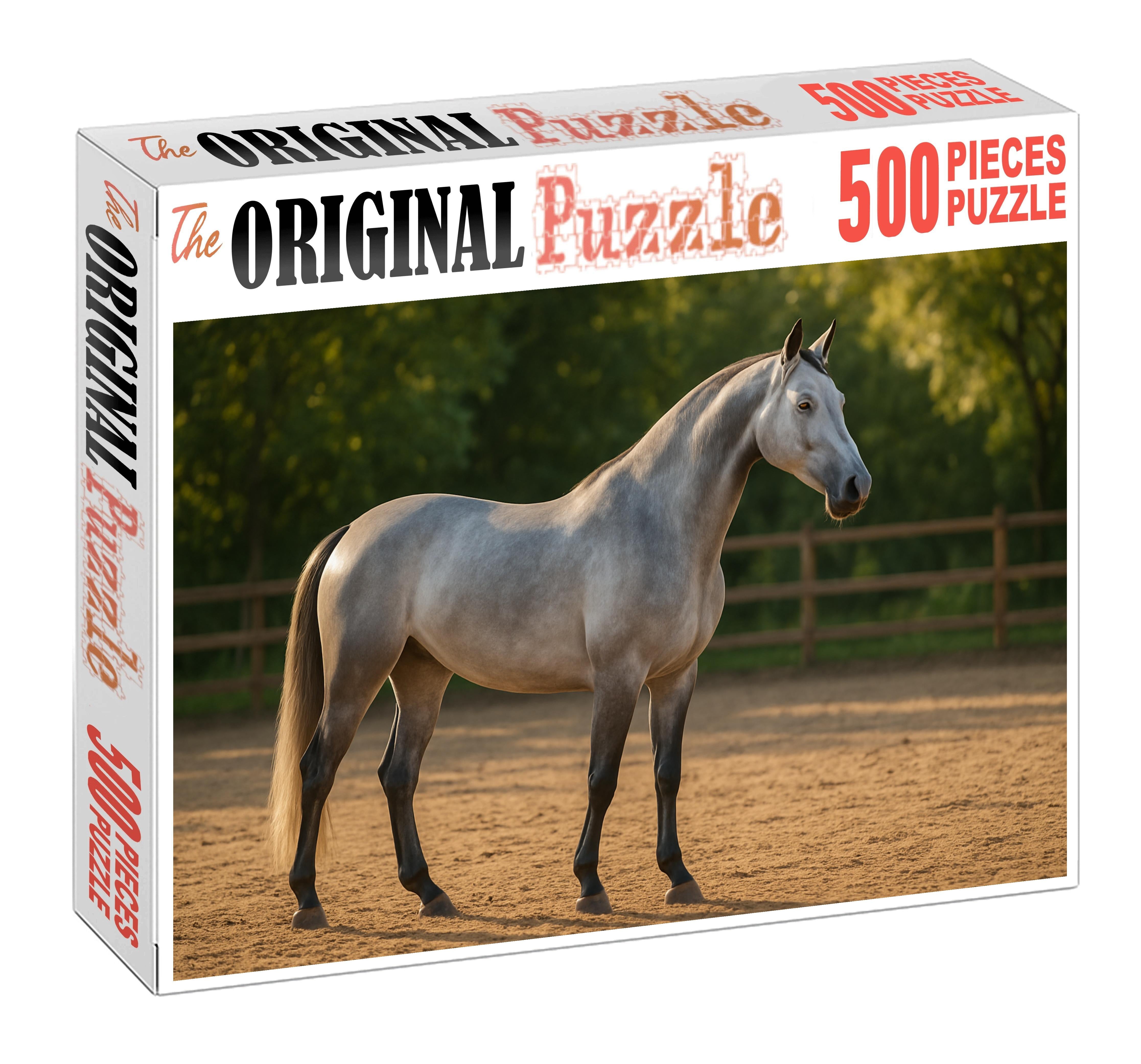 Twilight Pearl Delicate Silver Gray Warmblood Mare 500 Piece Puzzle