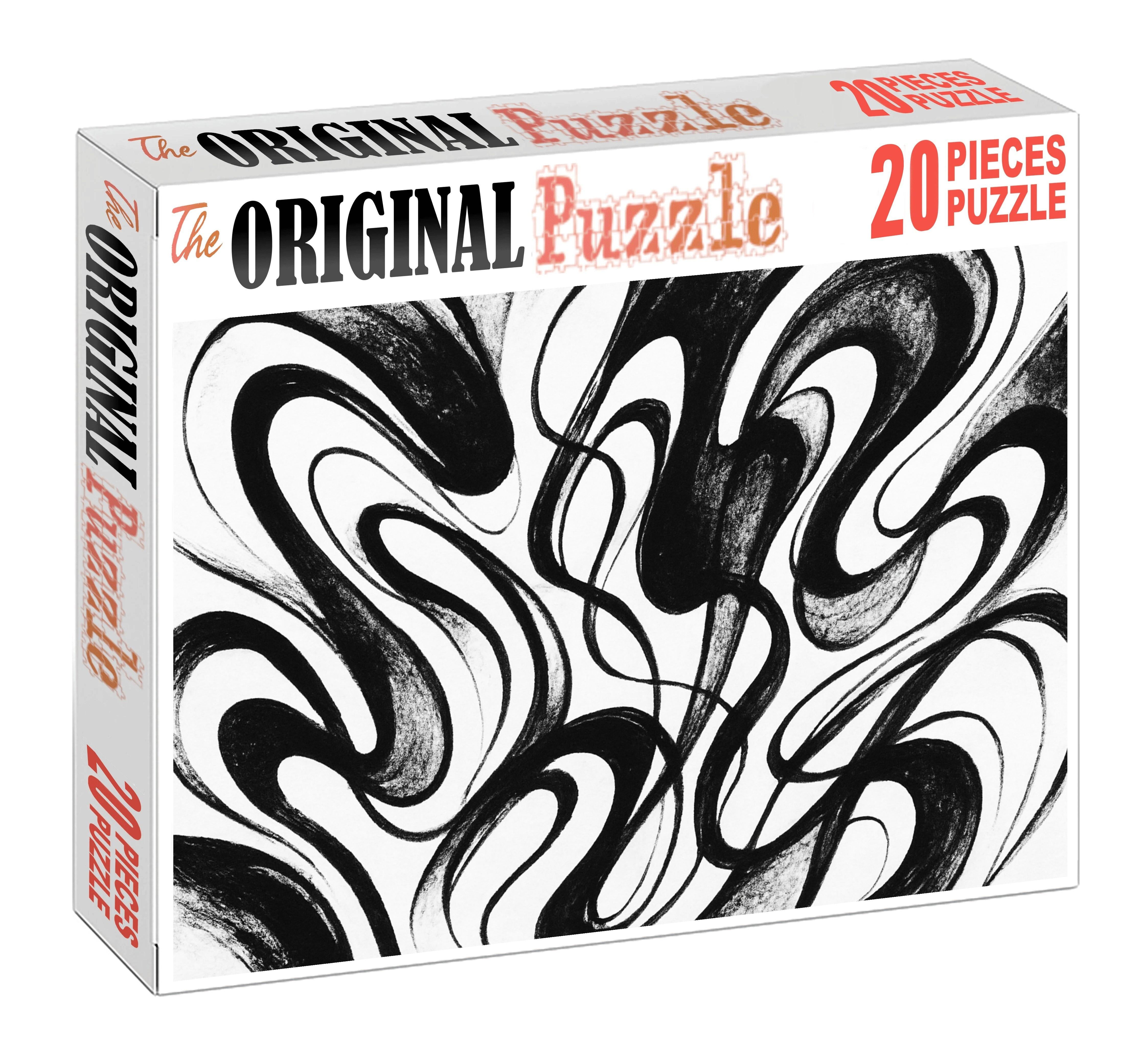 Abstract Organic Forms Ink Brush Strokes With Dynamic Flow And Contrast Large Format Puzzle