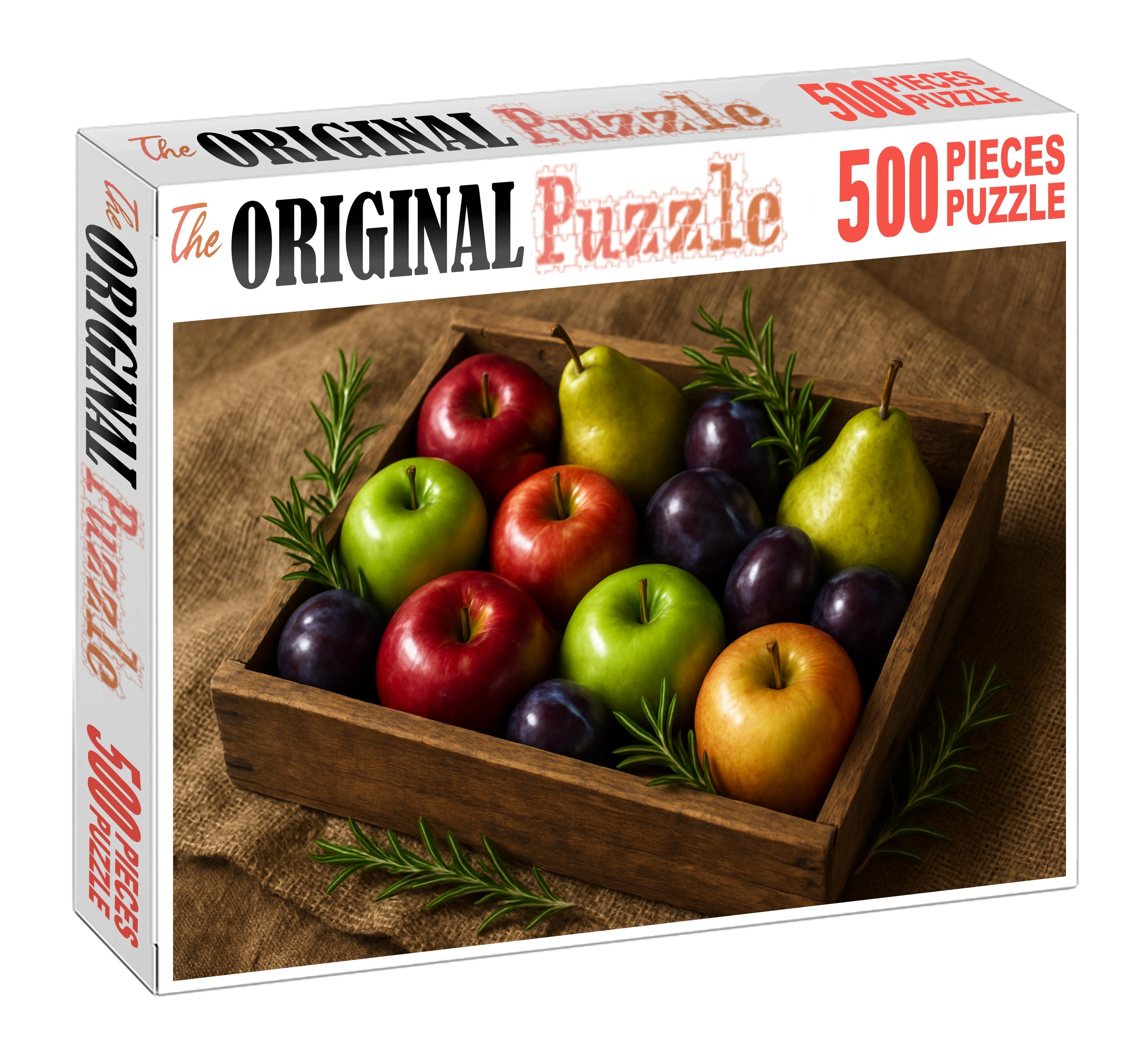 Autumn Orchard Crate Crisp Apples Pears And Plums In A Rustic Wooden Box 1000 Piece Puzzle