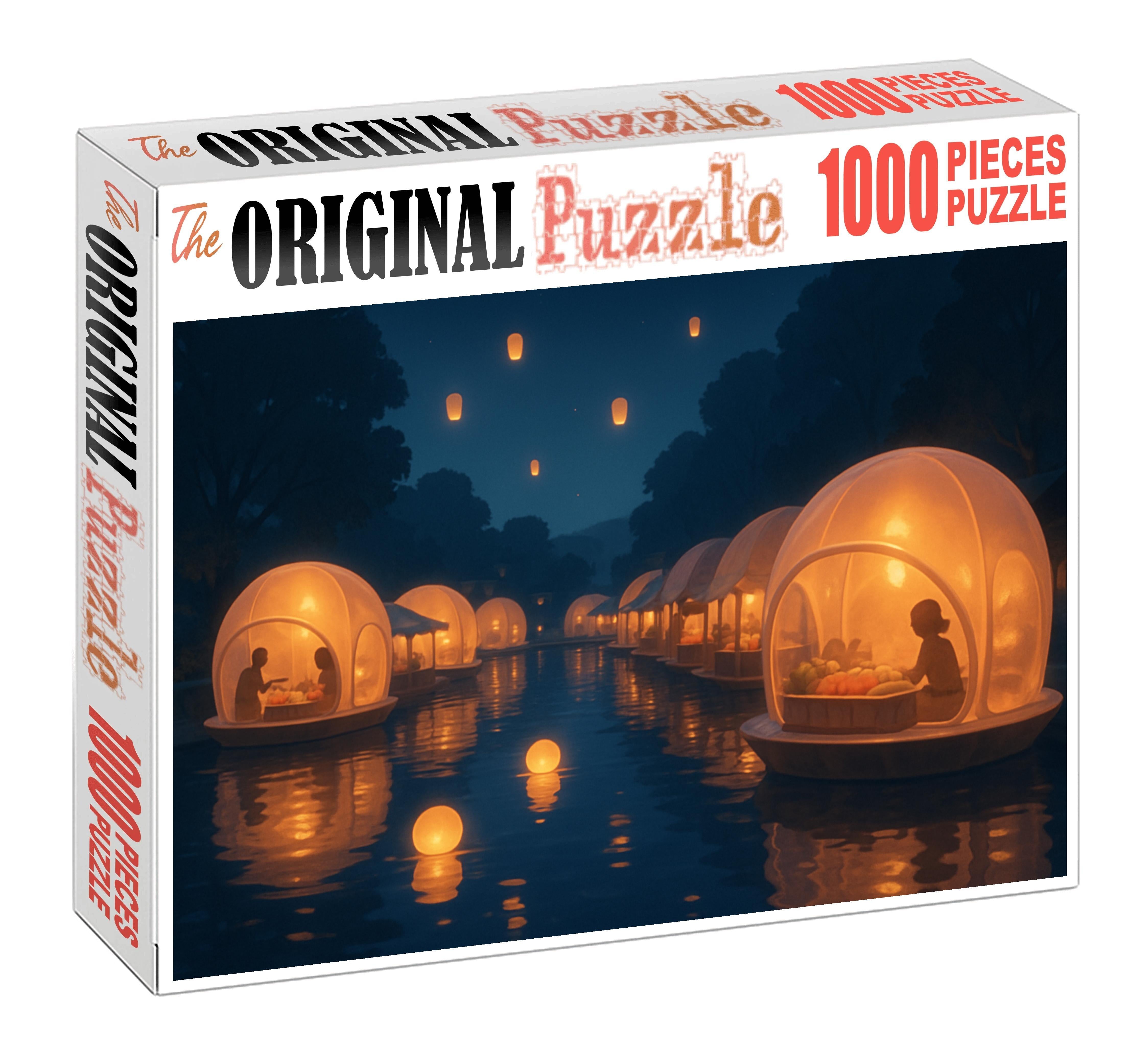 The Floating Market Of Bubble Lanterns Custom Jigsaw Puzzle