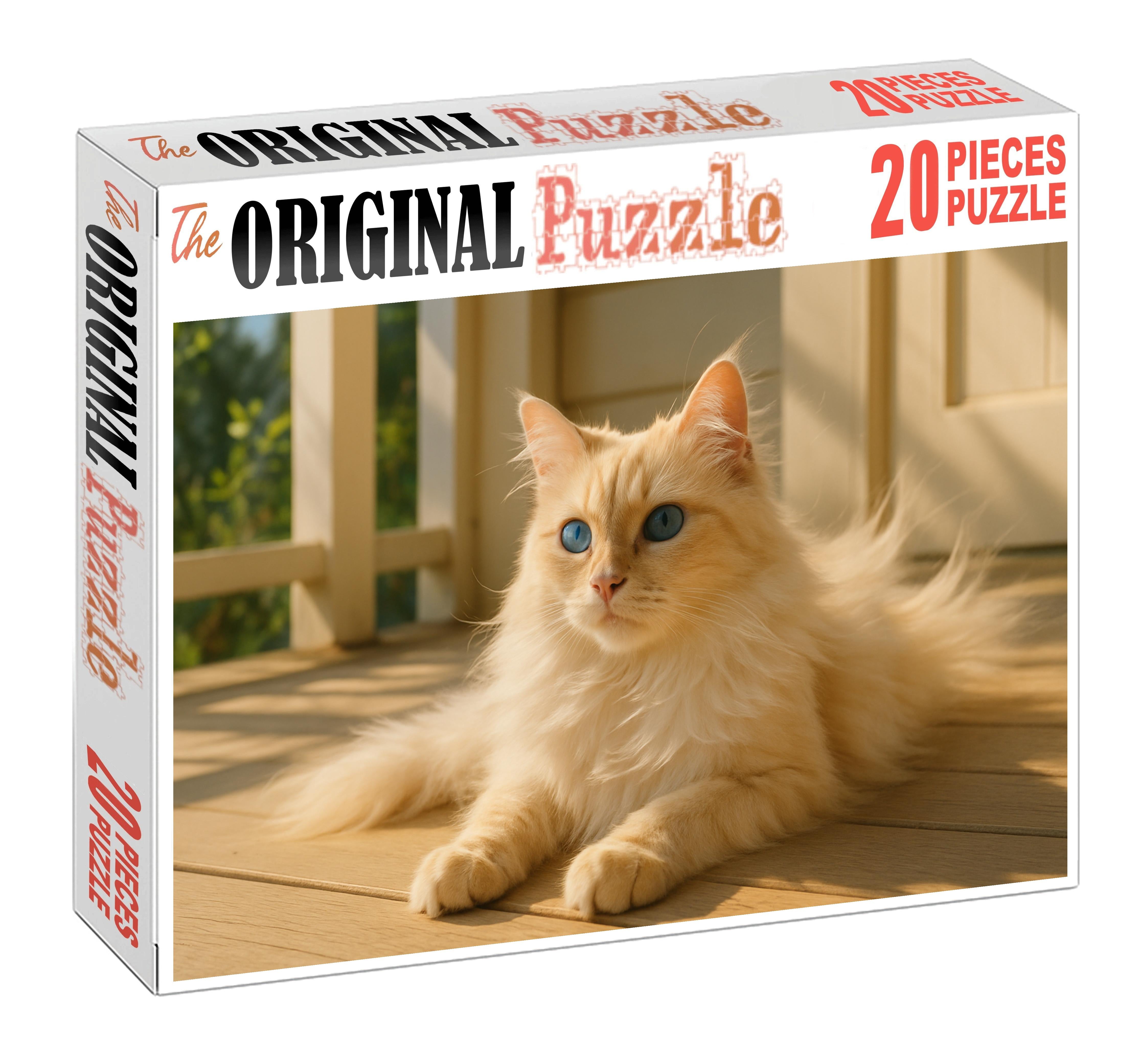 Azure Bloom Stunning Blue-eyed Longhair With Gentle Playfulness 1000 Piece Puzzle