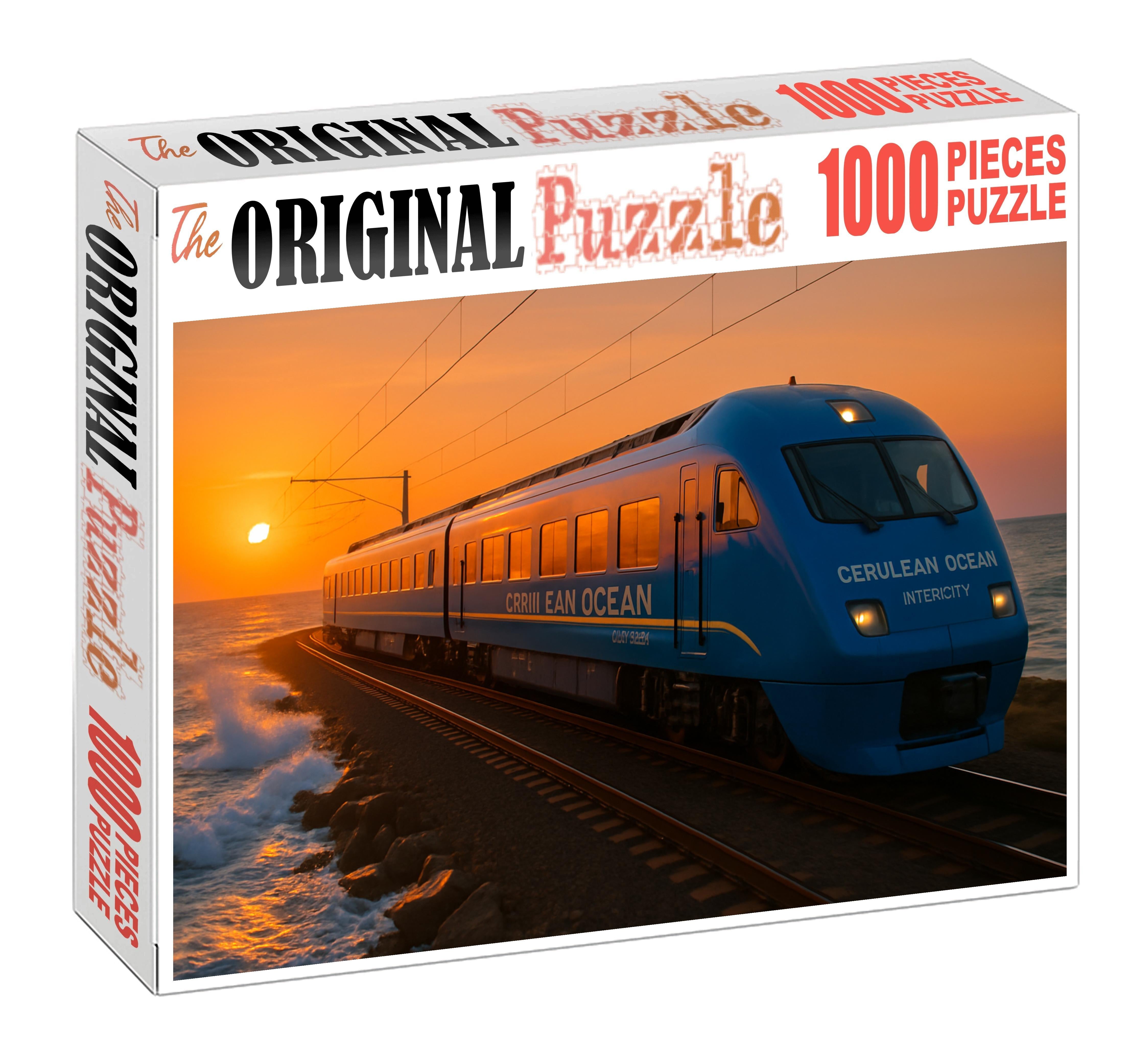 Cerulean Ocean Intercity Sleek Electric Multiple Unit For Coastal Routes Large Format Puzzle
