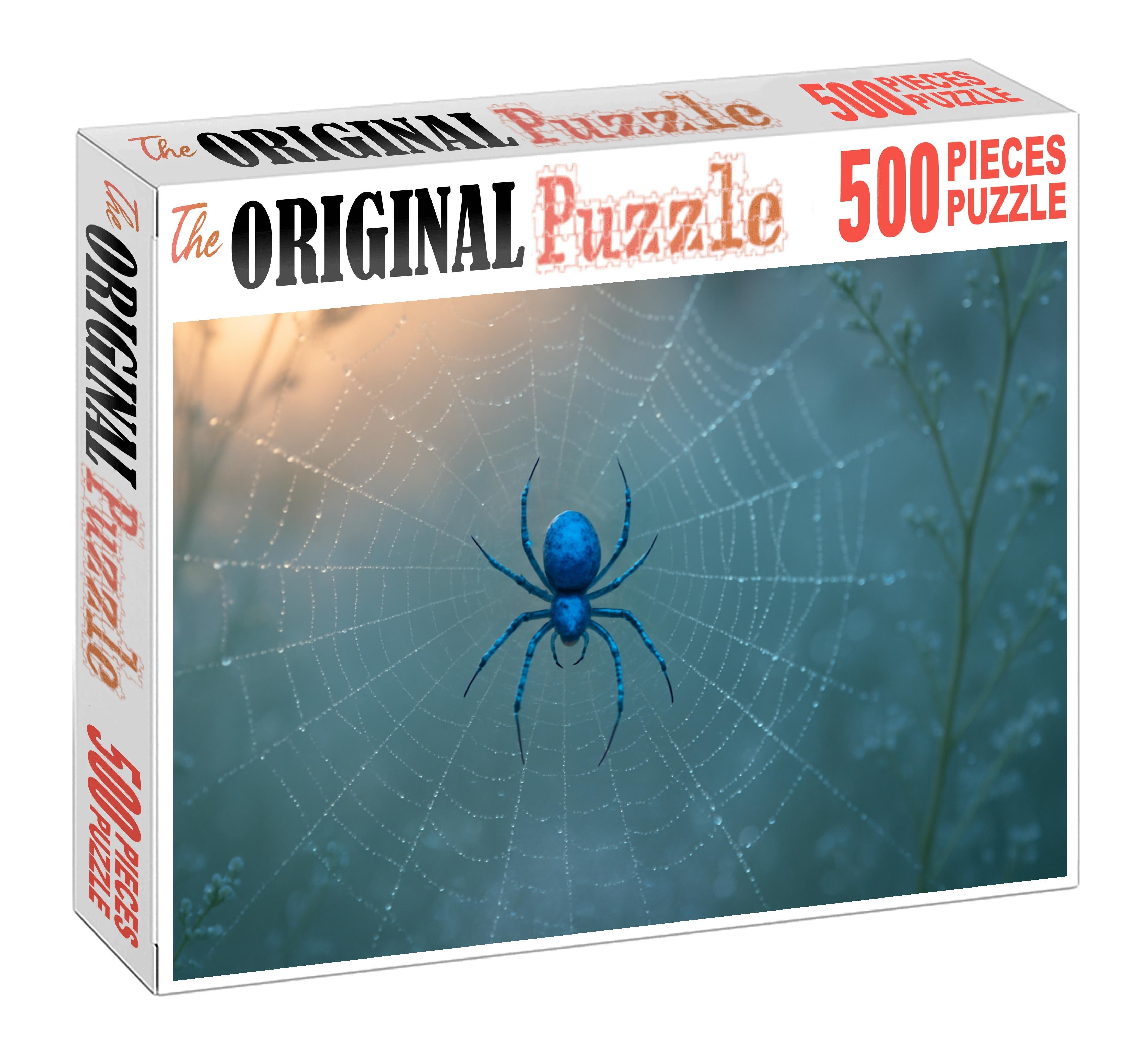 Cerulean Mist Weaver Elegant Spider With Translucent Web And Iridescent Body 200 Piece Puzzle