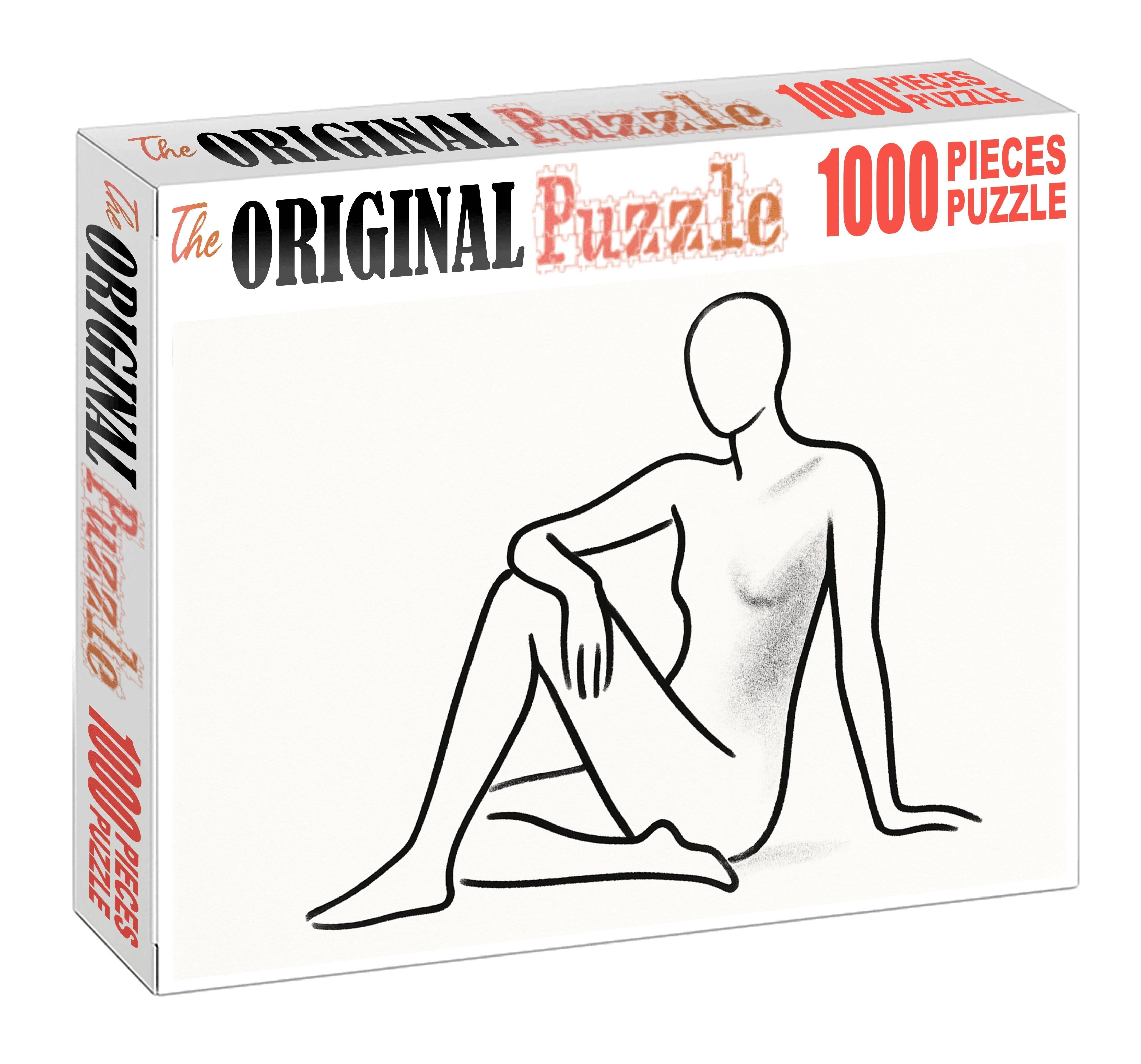 Minimalist Figure Outline Elegant Charcoal Contour Sketch Family Puzzles