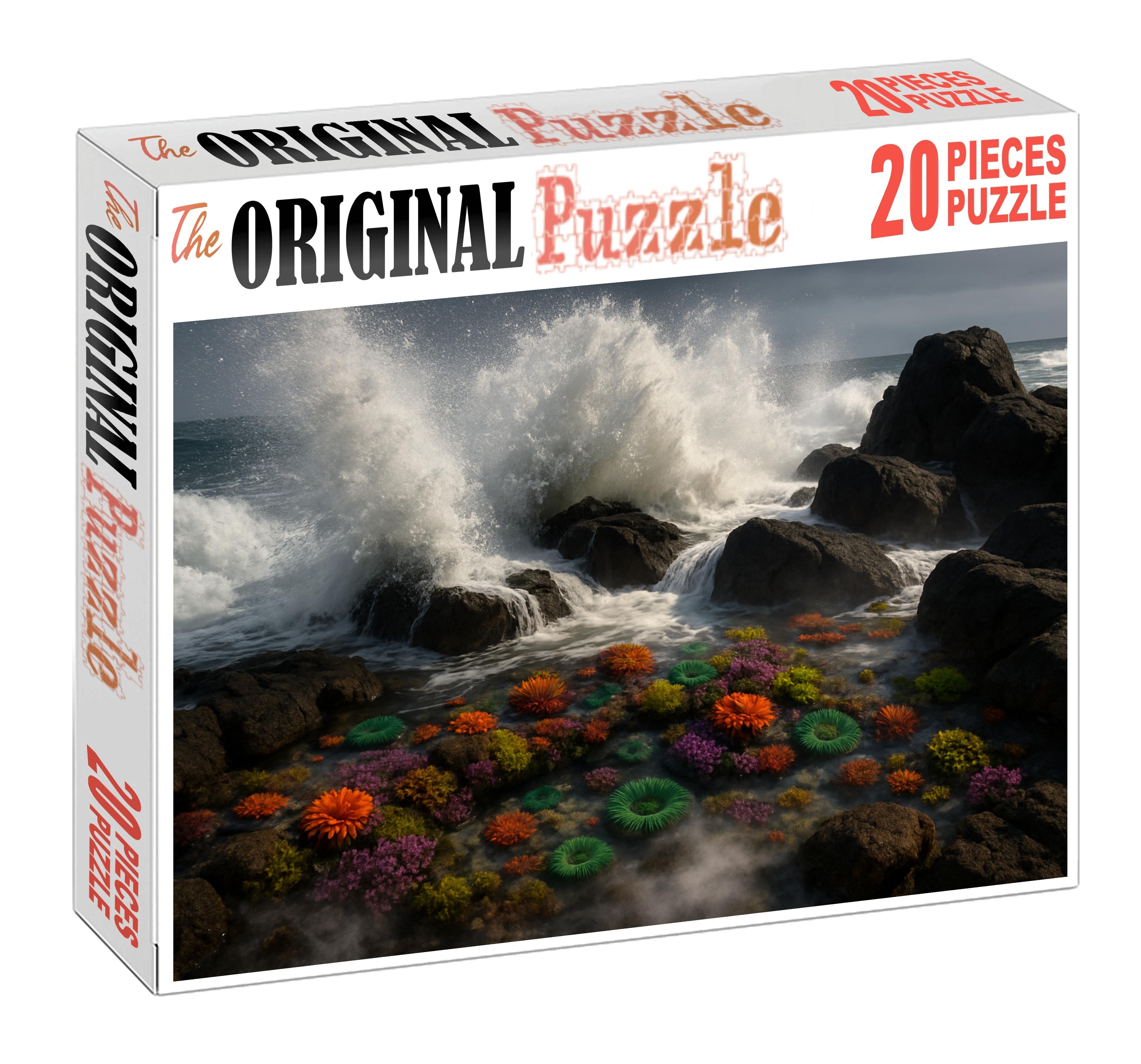 Silver Spray Reef Wave-polished Rocks Amid Ocean Mist 20 Piece Puzzle