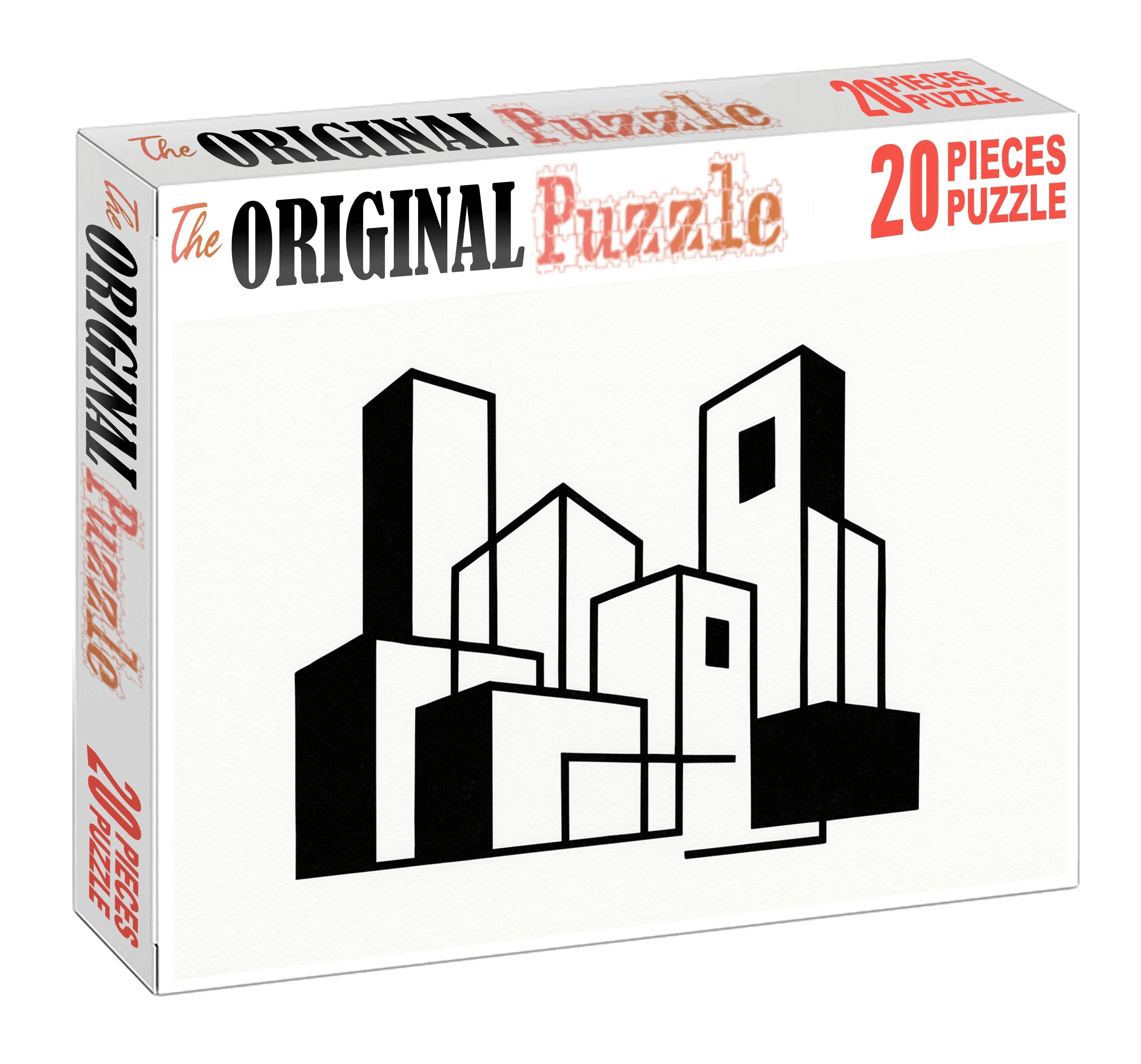 Abstract Architectural Forms Minimalist Ink And Negative Space Puzzle Challenge