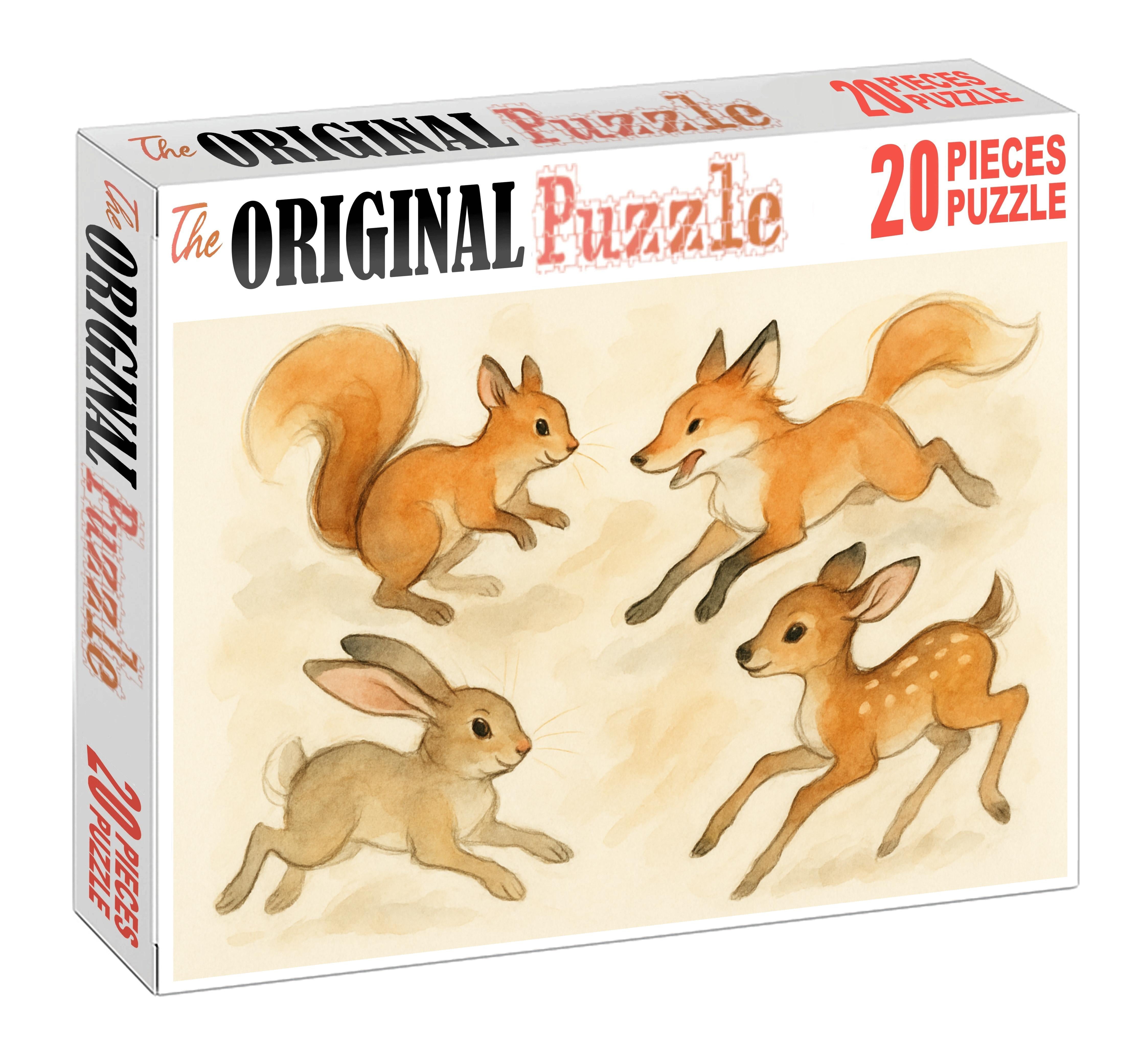Whimsical Fauna Doodles Ink And Wash Playful Creatures Custom Jigsaw Puzzle