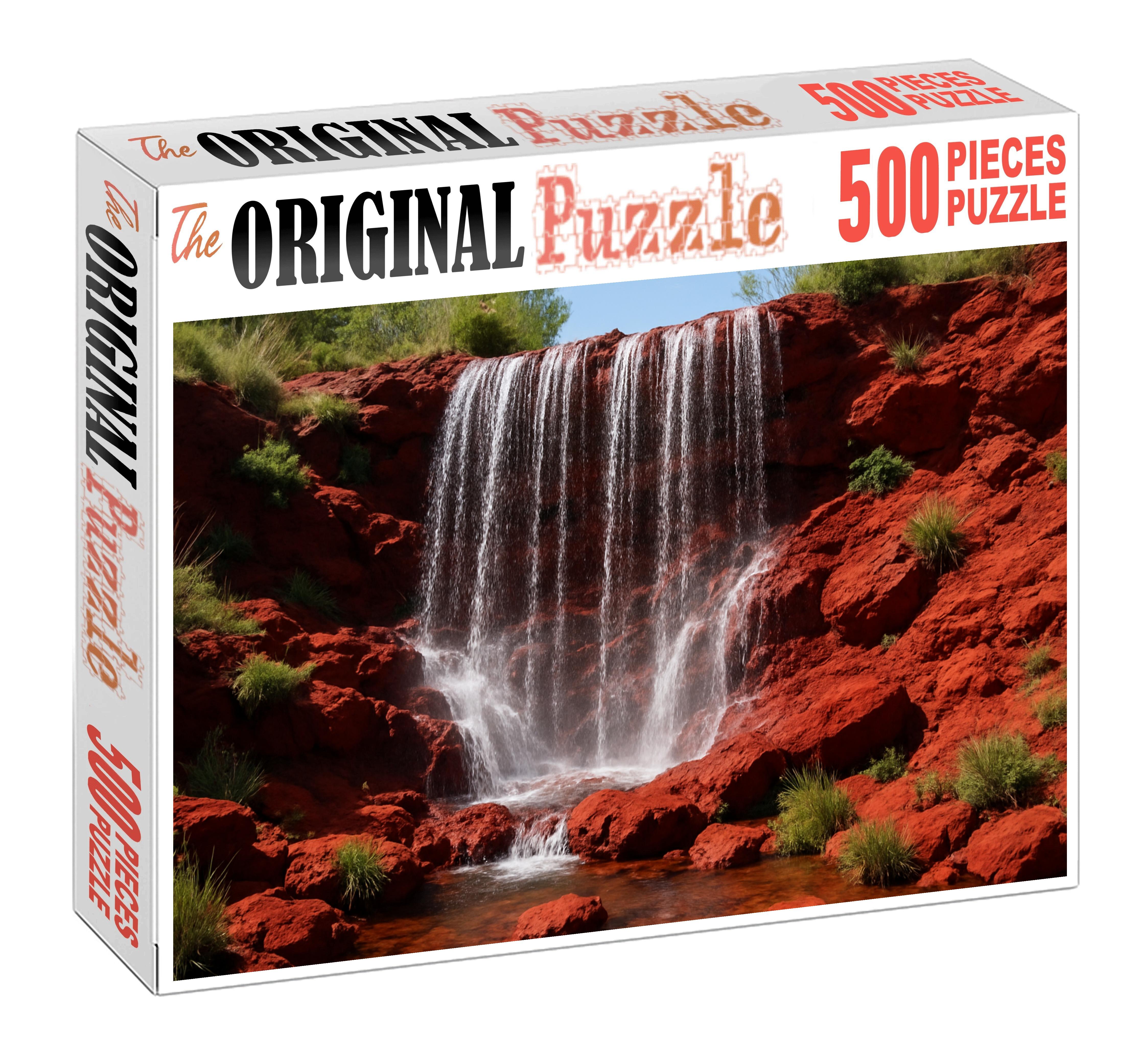 Crimson Veil Cascade Custom Jigsaw Puzzle