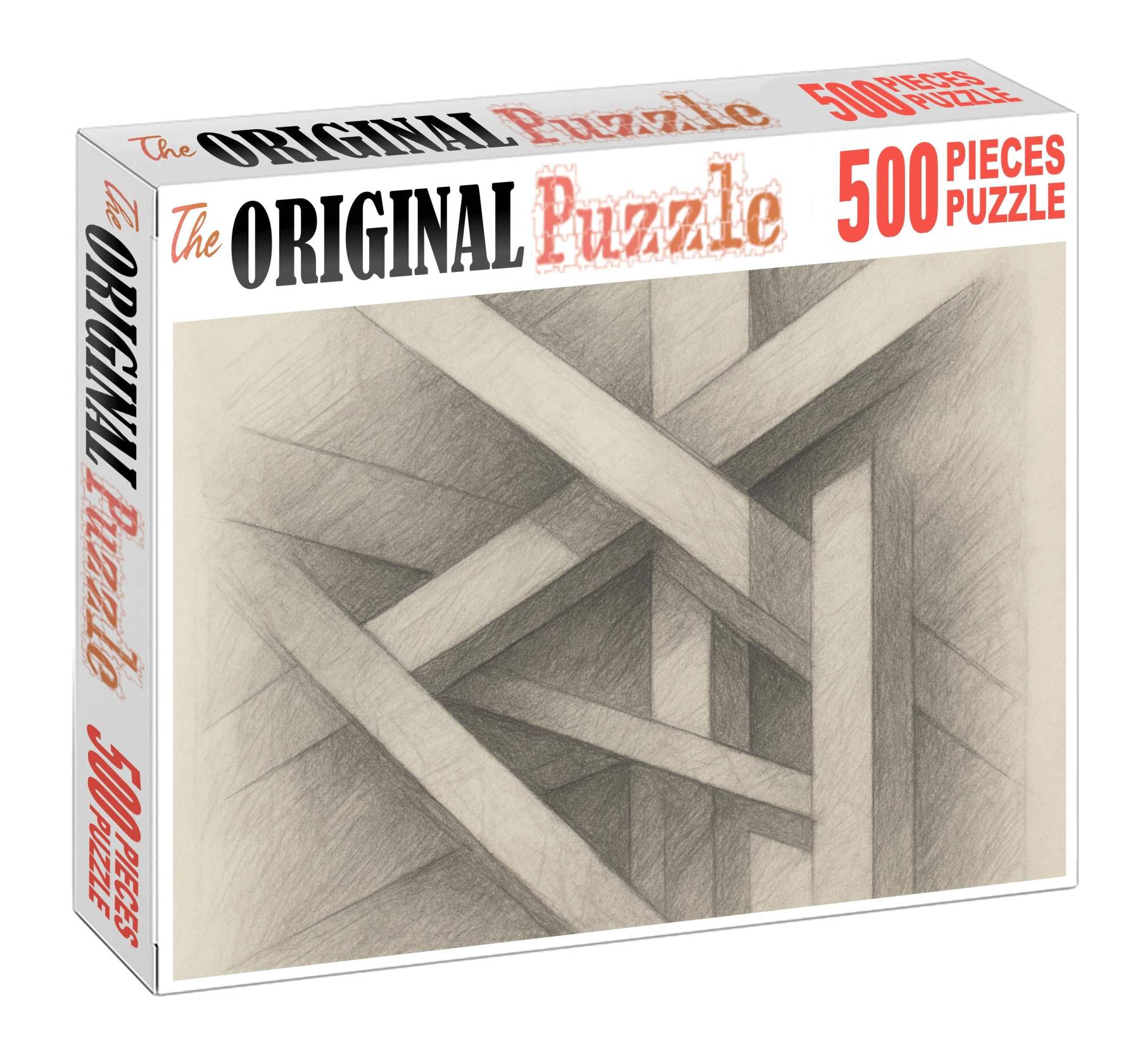 Abstract Architectural Fragment Linear Graphite And Erased Highlights Custom Jigsaw Puzzle