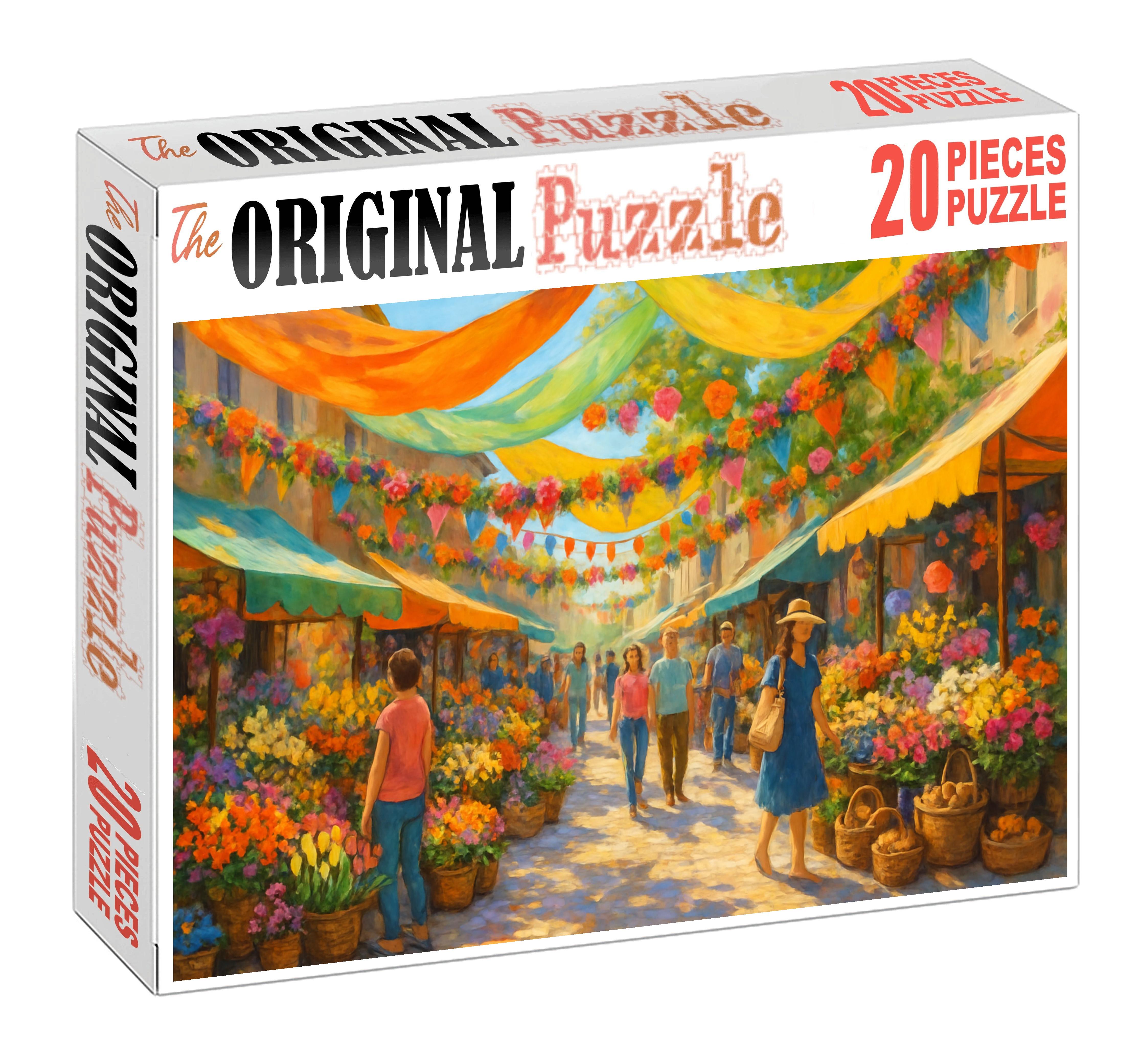 Vibrant Spring Market Merriment Large Format Puzzle