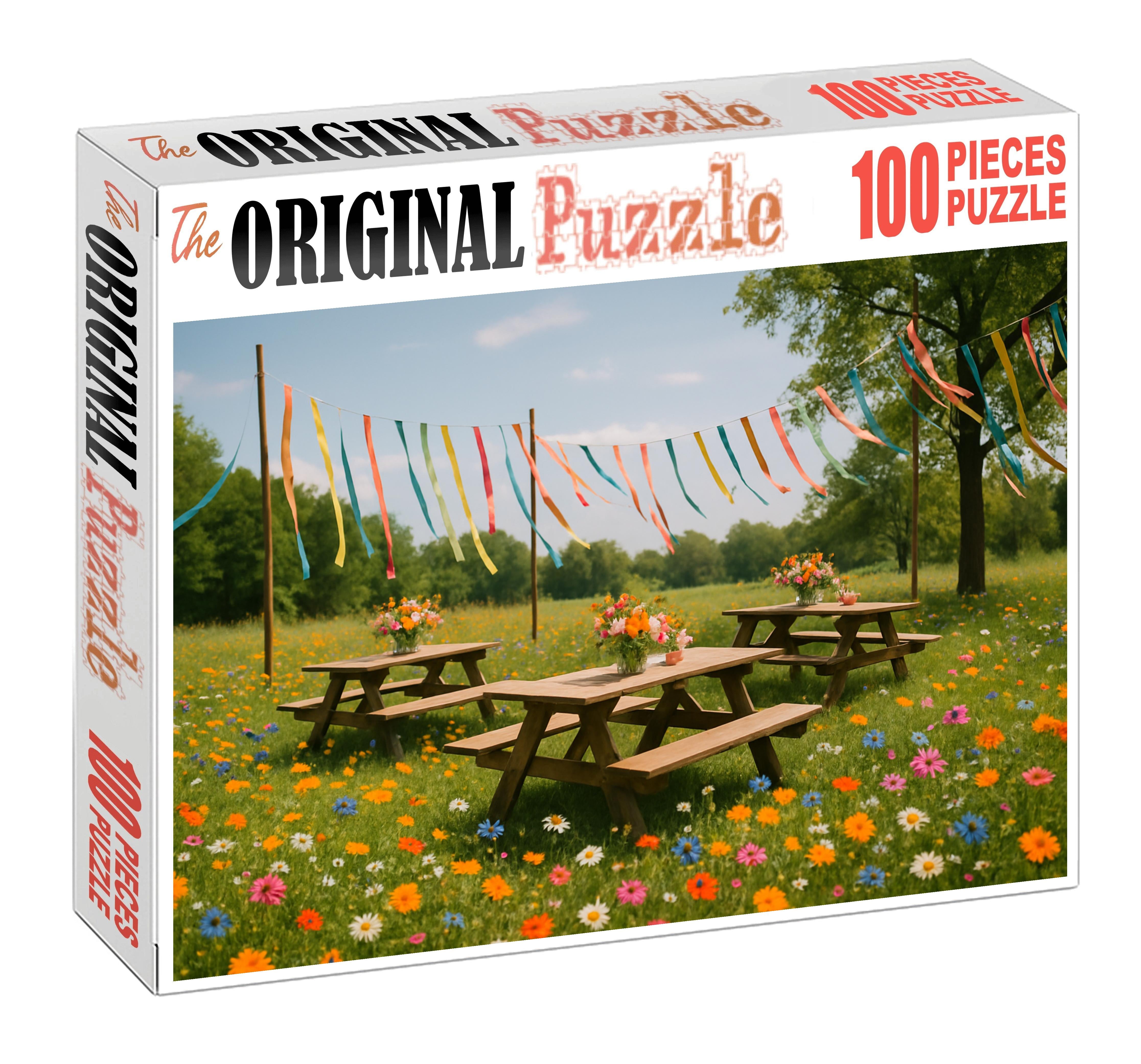 Spring Meadow Jubilee Vibrant Wildflowers And Colorful Ribbons 20 Piece Puzzle