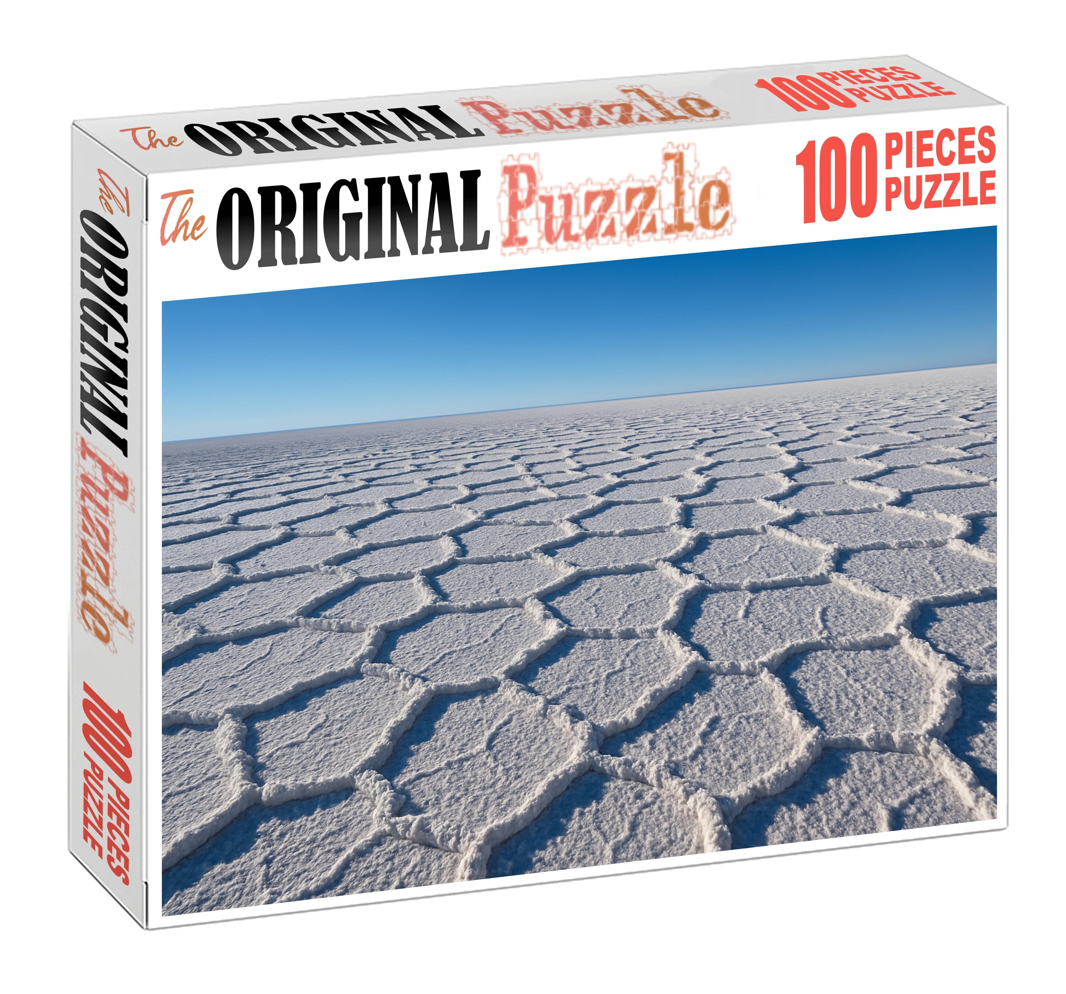 Salt Crystal Expanse Glimmering White Floors Under A Cloudless Sky 500 Piece Puzzle