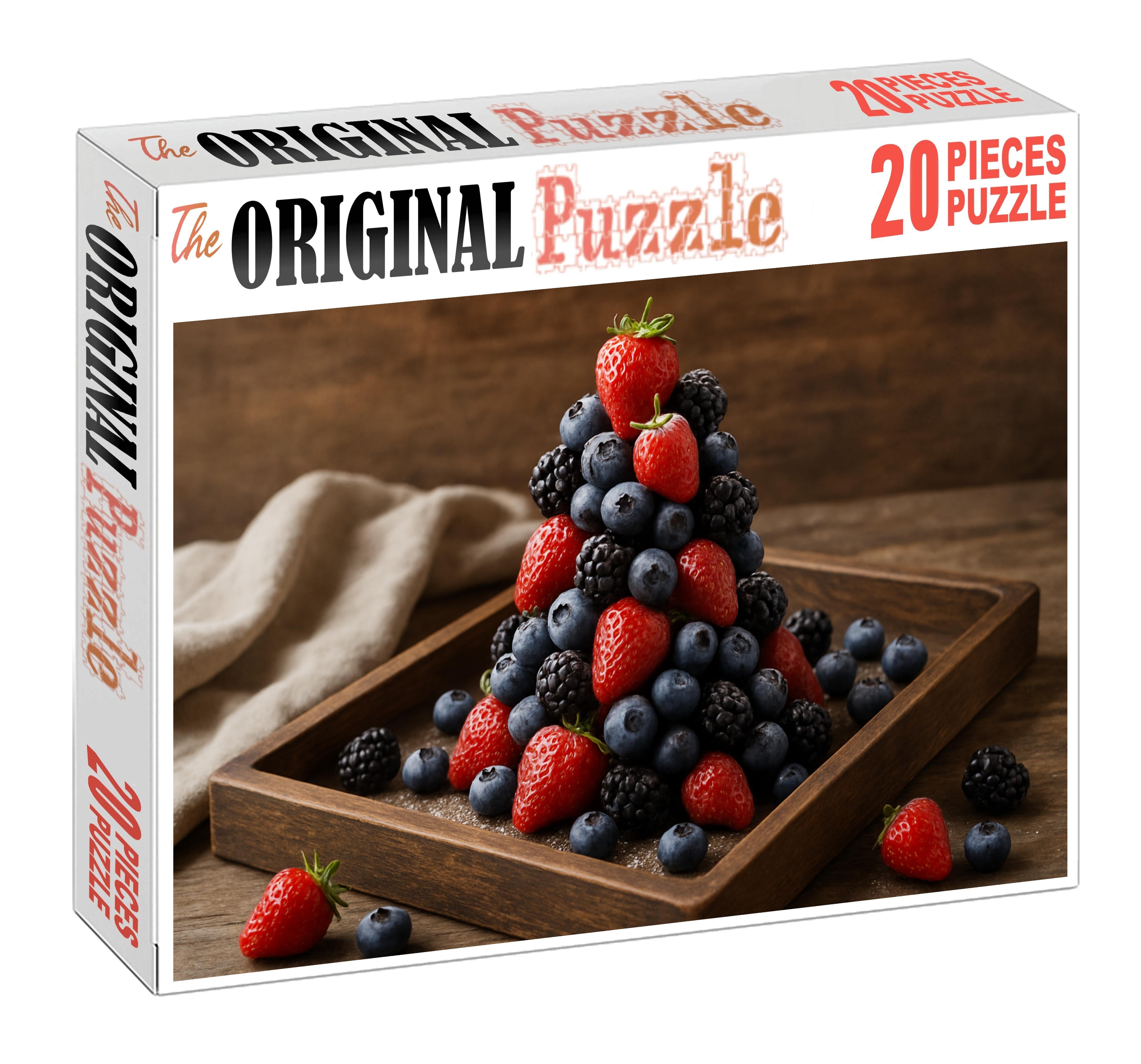 Berry Cascade A Layered Display Of Strawberries Blackberries And Blueberries Premium Puzzle Pieces