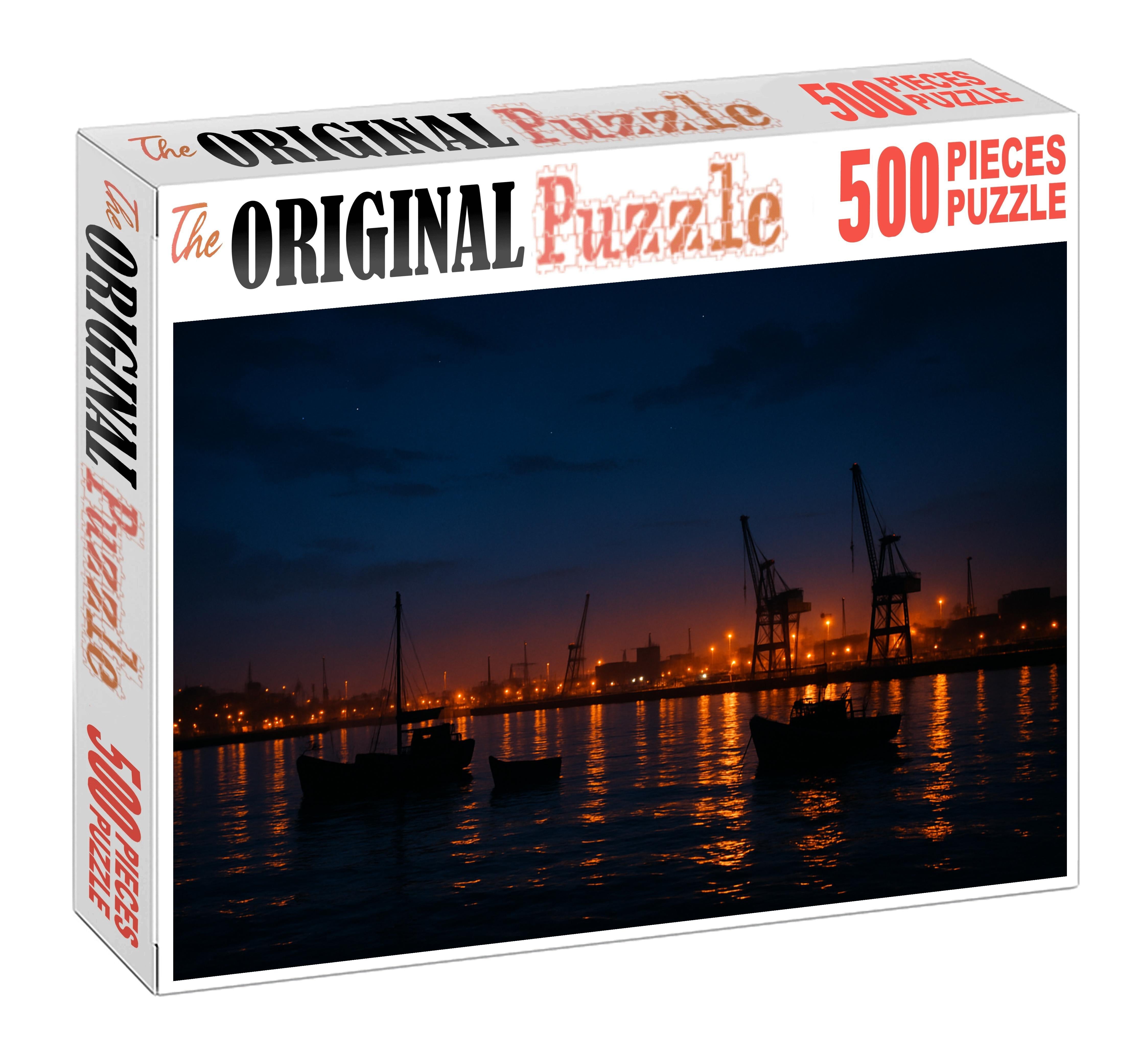 Twilight Urban Harbor Premium Puzzle Pieces