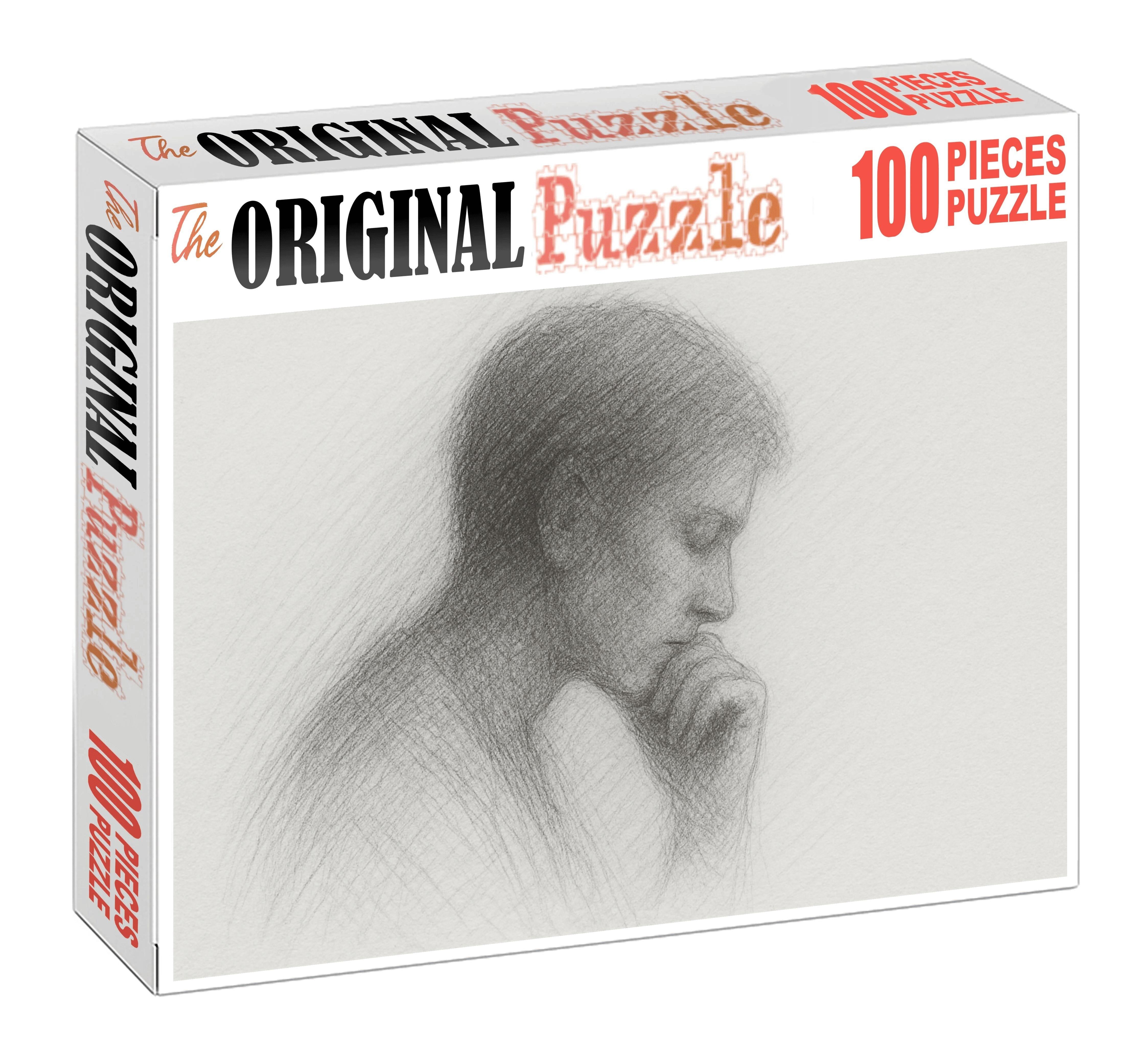 Portrait Silhouette With Layered Graphite Hatching Custom Jigsaw Puzzle