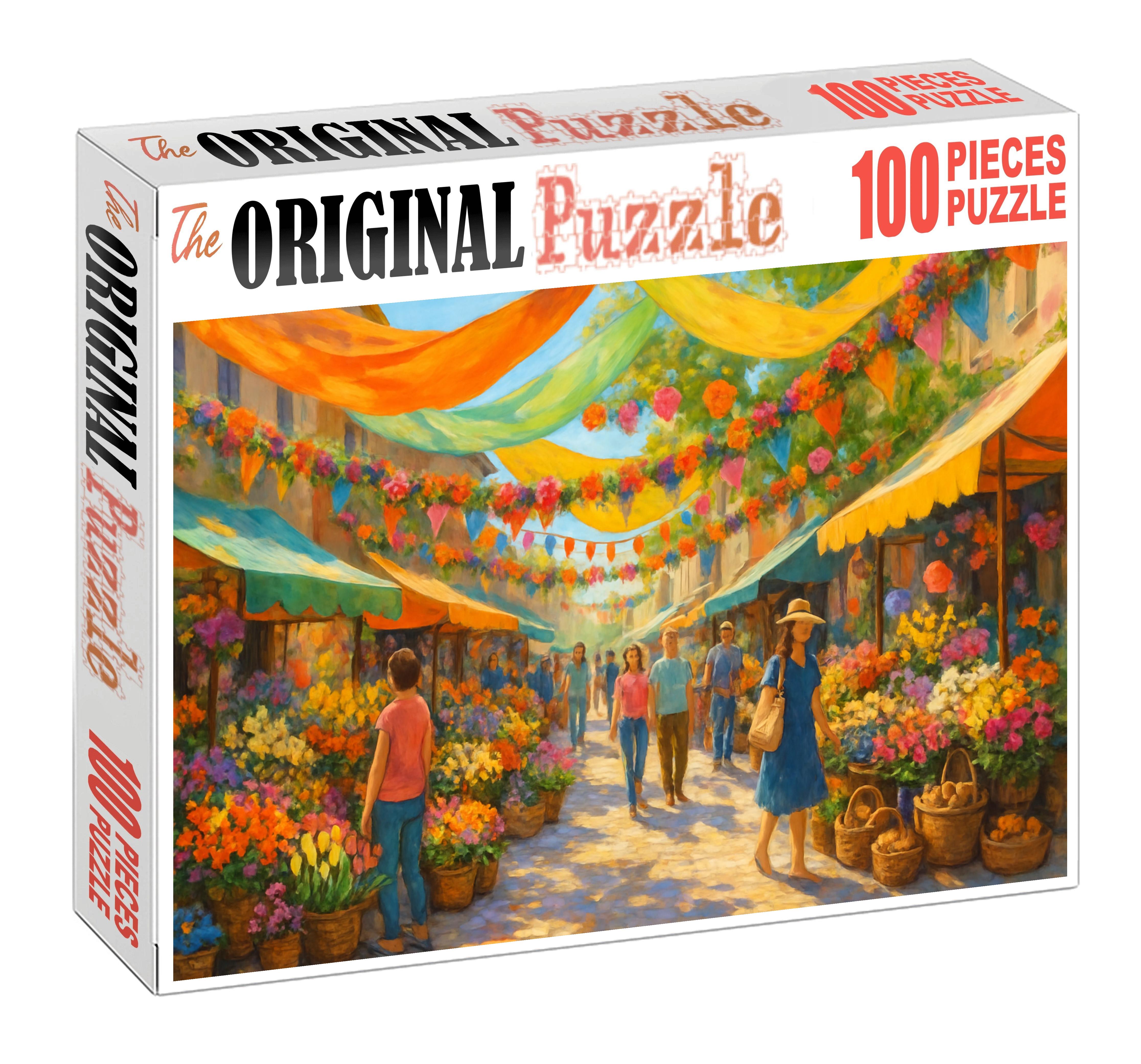 Vibrant Spring Market Merriment Large Format Puzzle
