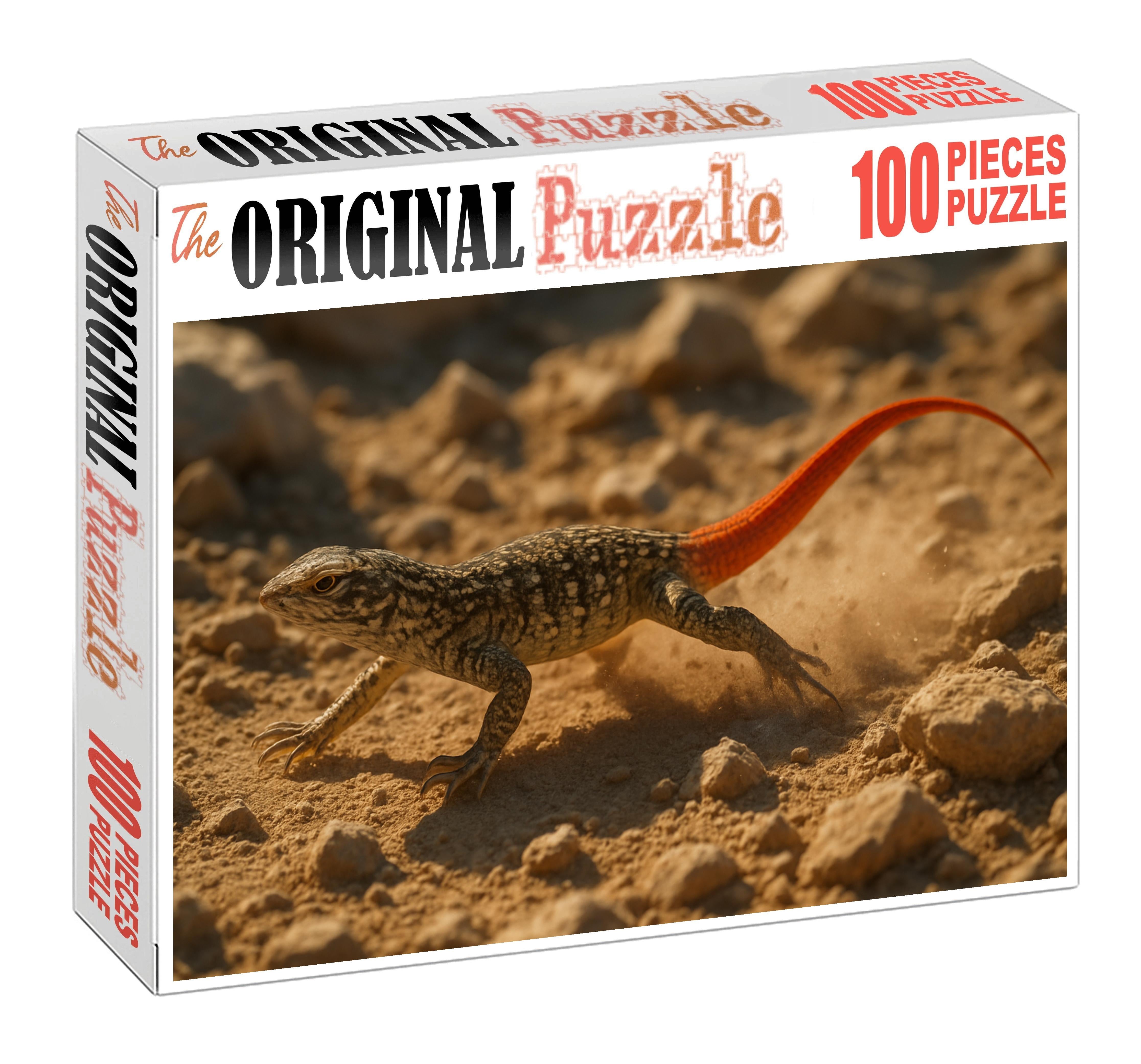 Emberback Lizard Scaled Reptile With Fiery Red Tail And Rapid Sprinting Custom Jigsaw Puzzle
