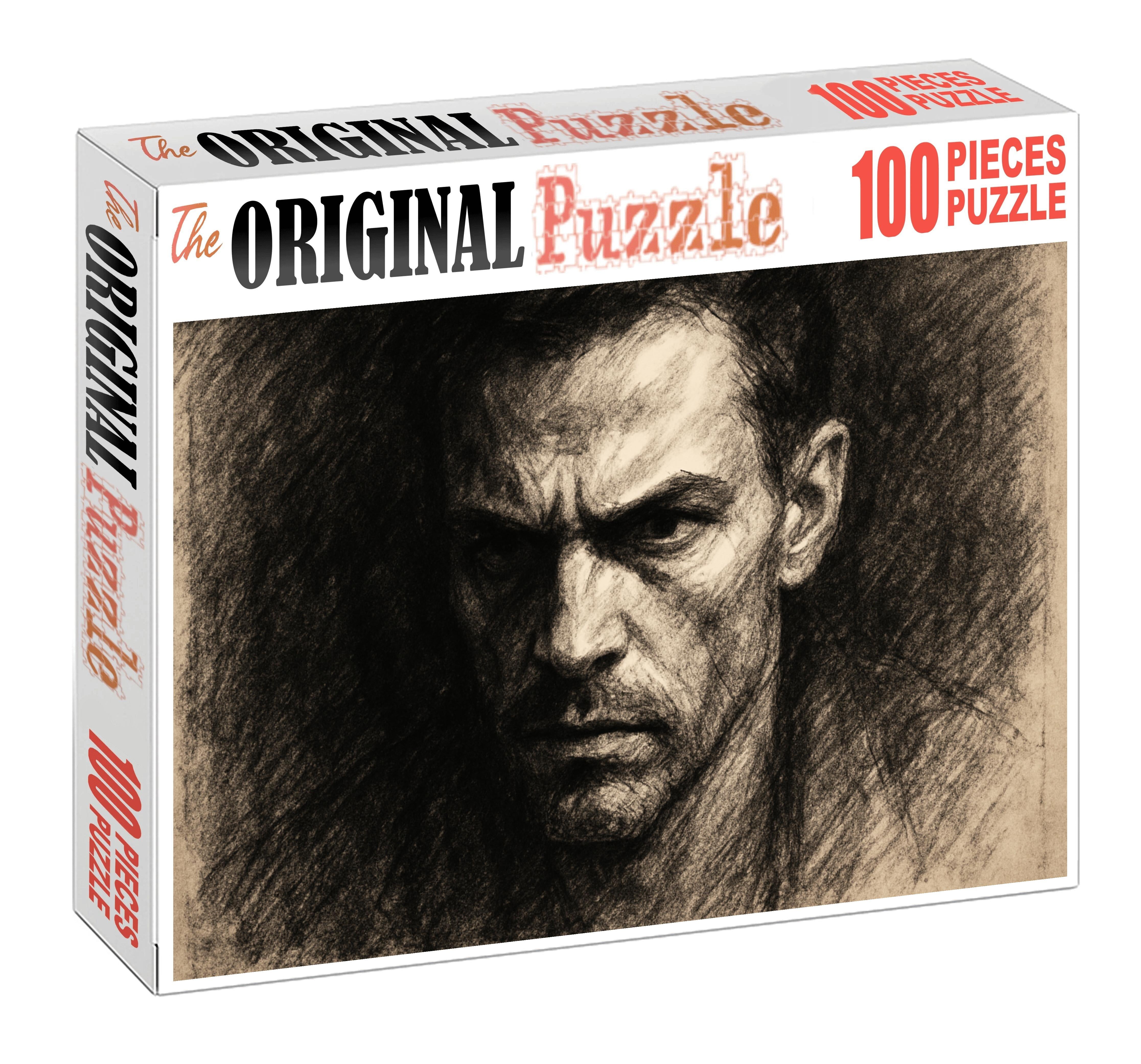 Expressive Portrait Fragment Charcoal And Eraser Techniques Premium Puzzle Pieces