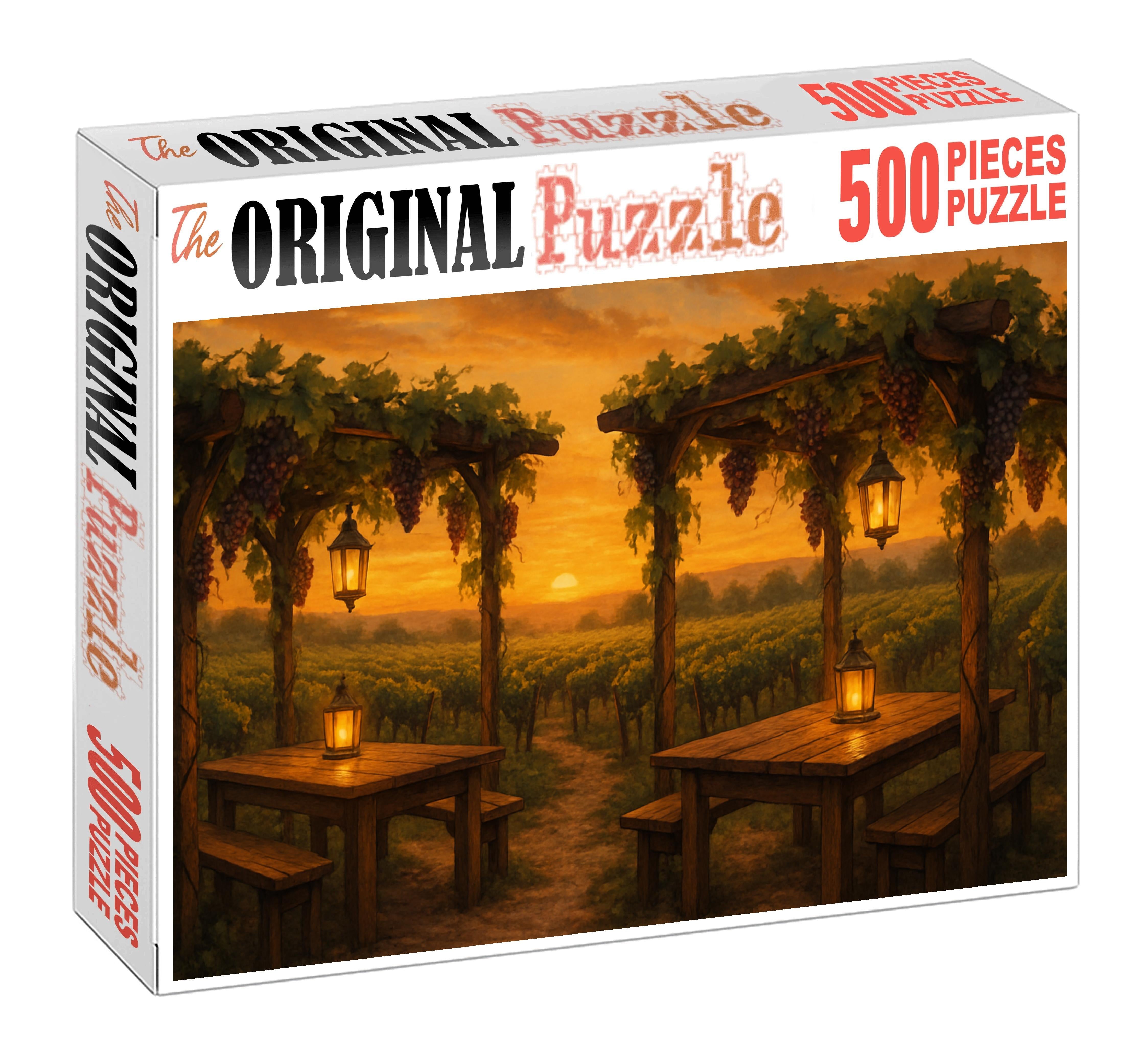 Sunset Vineyard Revelry Custom Jigsaw Puzzle