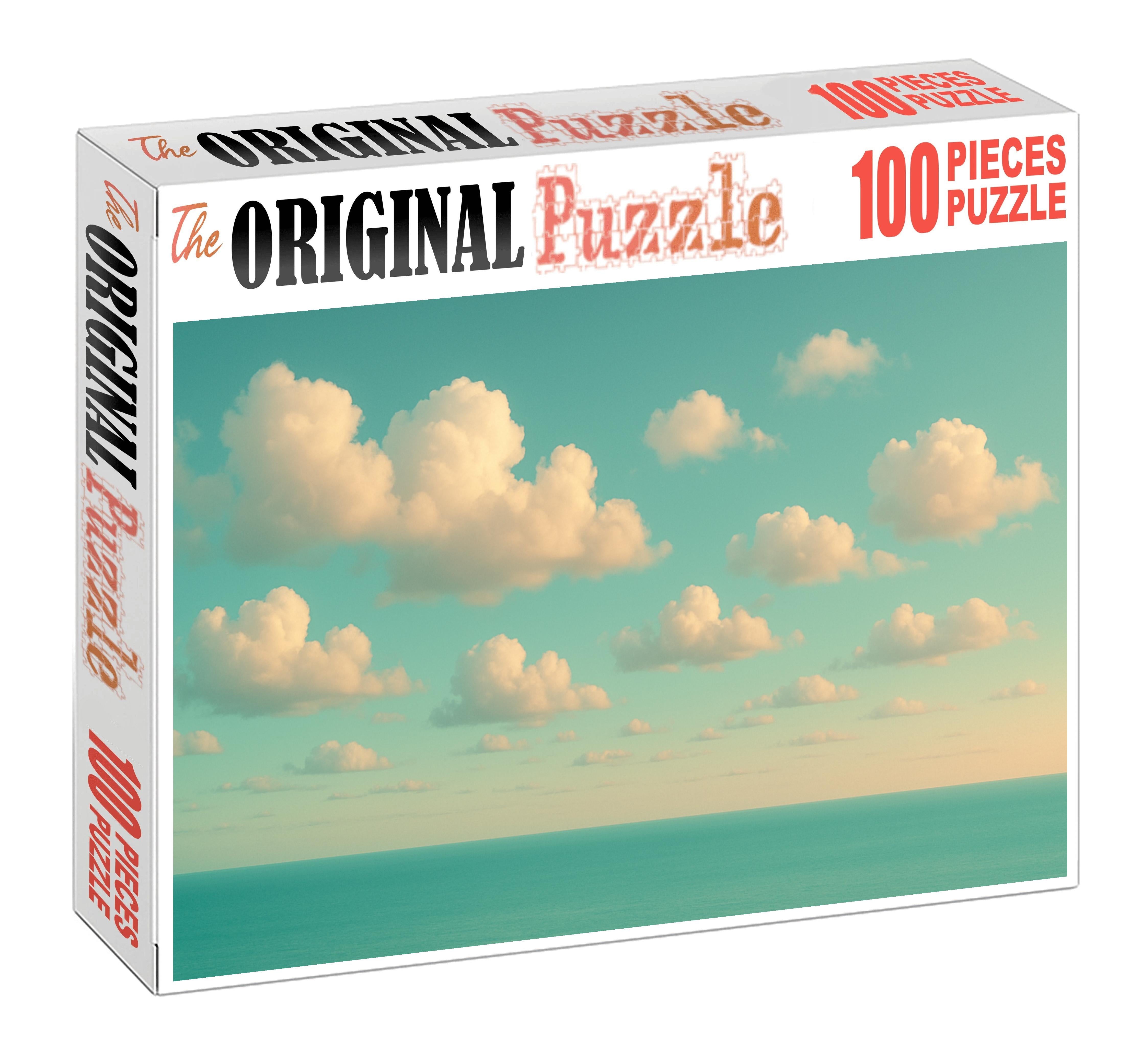Cool Teal Horizon With Cotton Cloud Drift Mini Puzzle