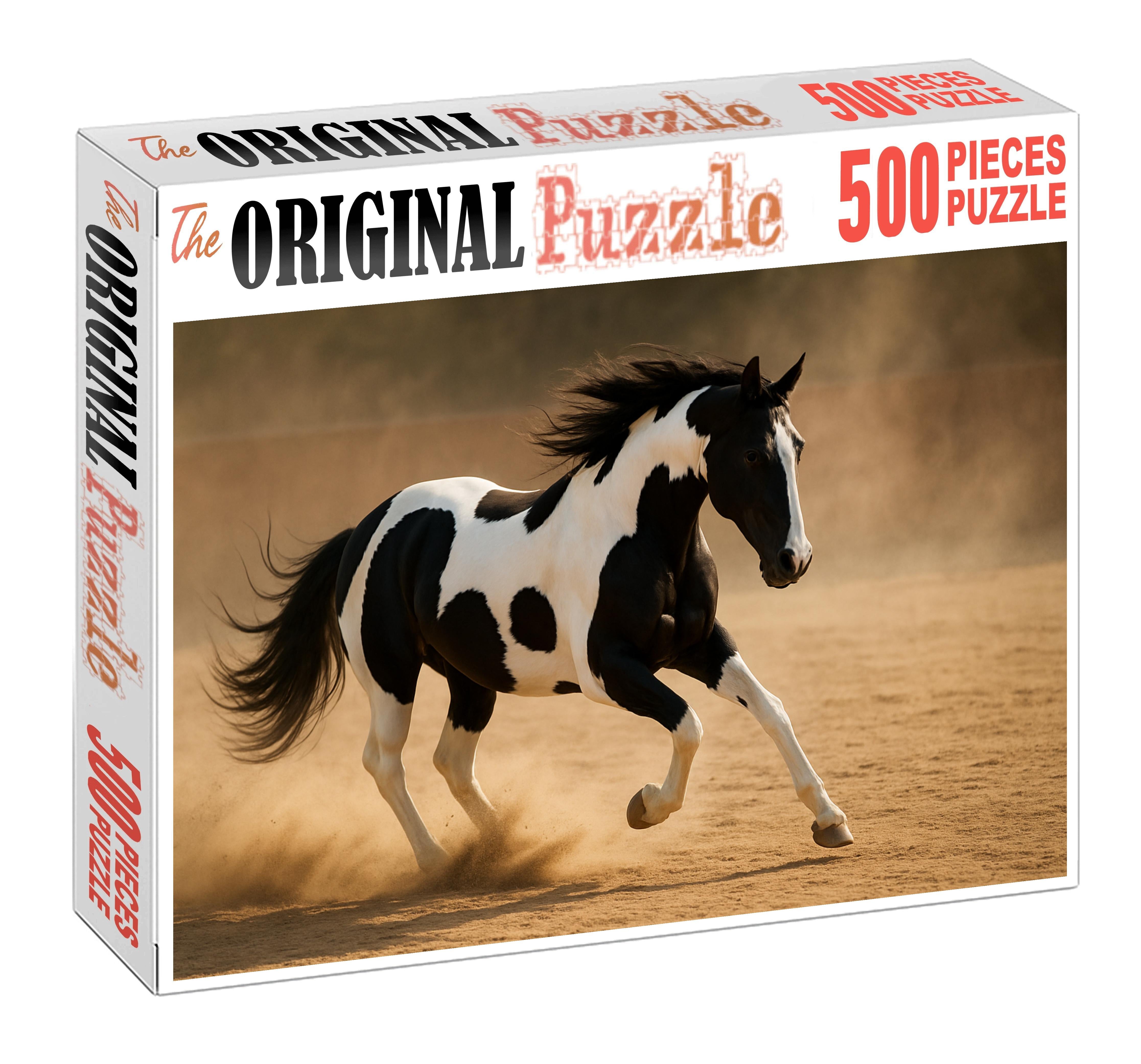 Shadow Glen Pinto Eye-catching Black And White Mare With Dynamic Flair Custom Jigsaw Puzzle