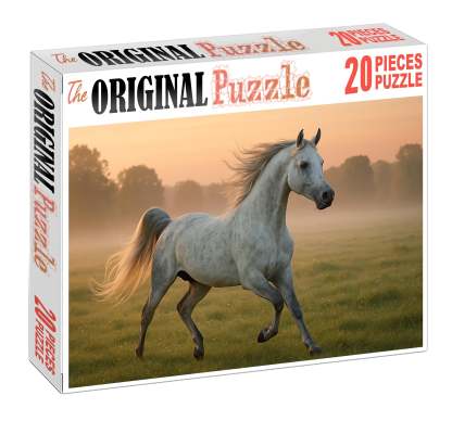 Silver Whisper Graceful Dapple Gray Arabian Stallion With Spirited Energy 50 Piece Puzzle