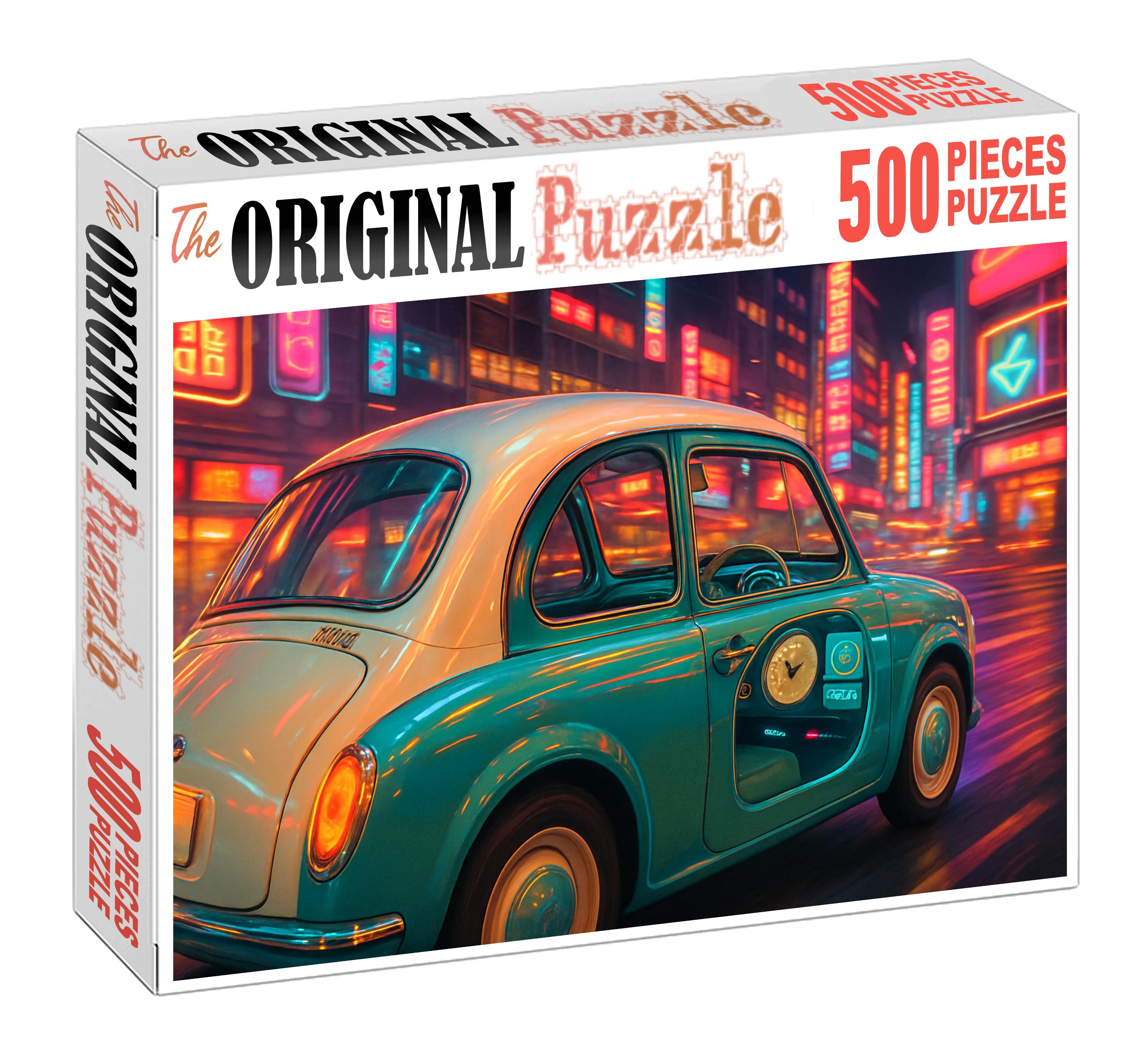 Silhouette Mirage Retro-futuristic Urban Flyer Custom Jigsaw Puzzle