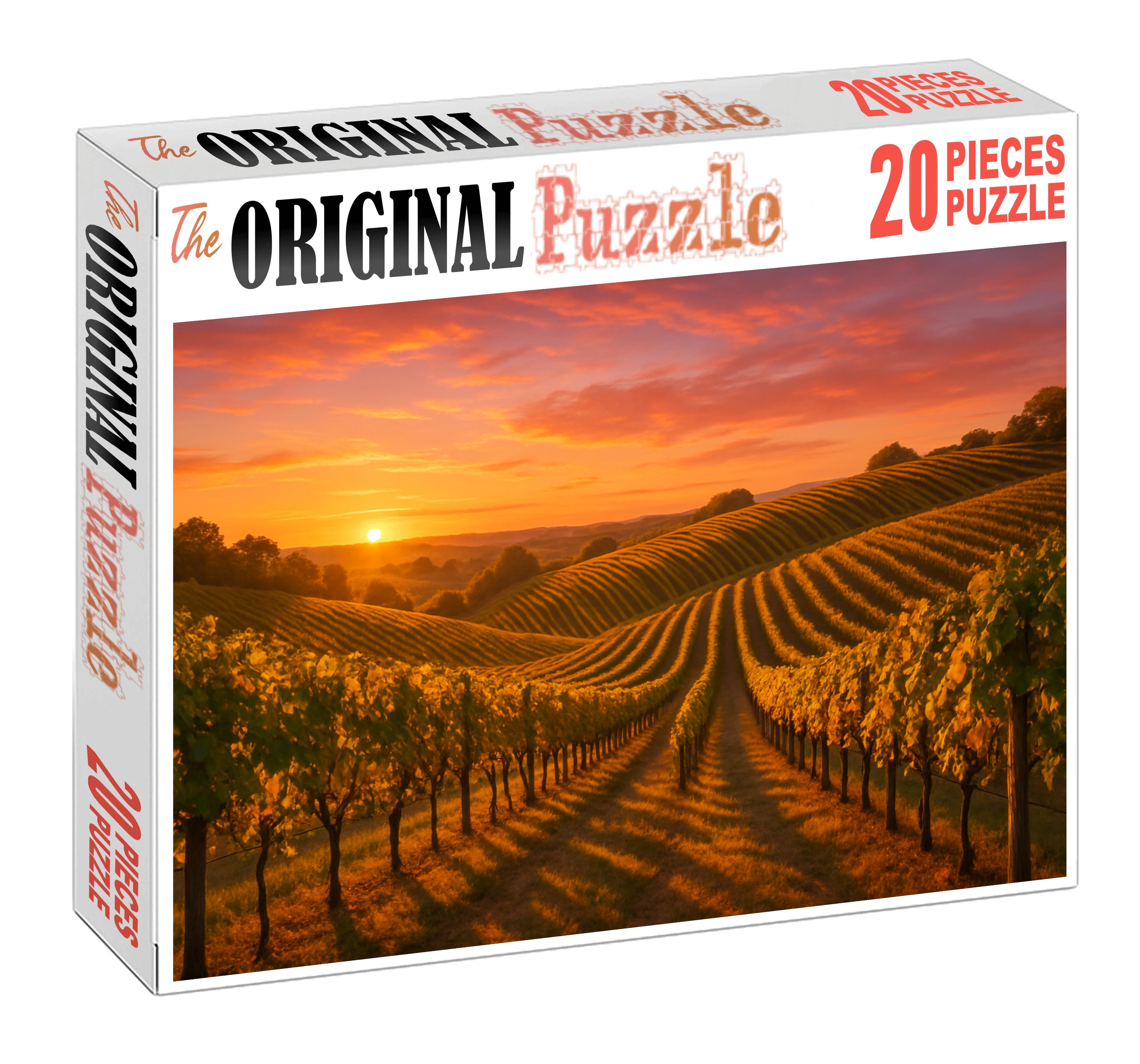 Sunset Over Rolling Vineyard Hills Puzzle For Kids