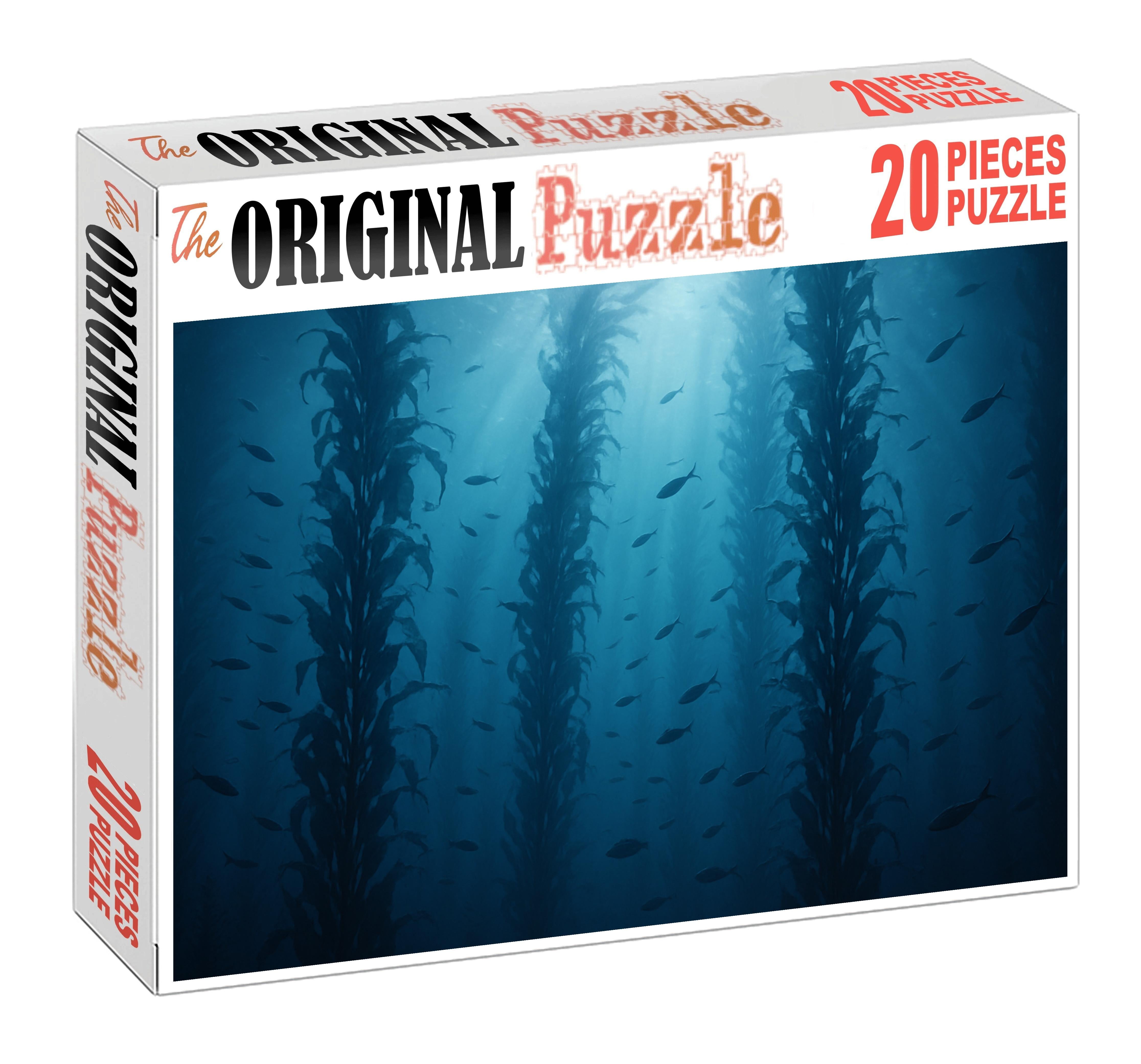 Midnight Kelp Forest Towering Fronds In Cool Shadowed Depths 20 Piece Puzzle