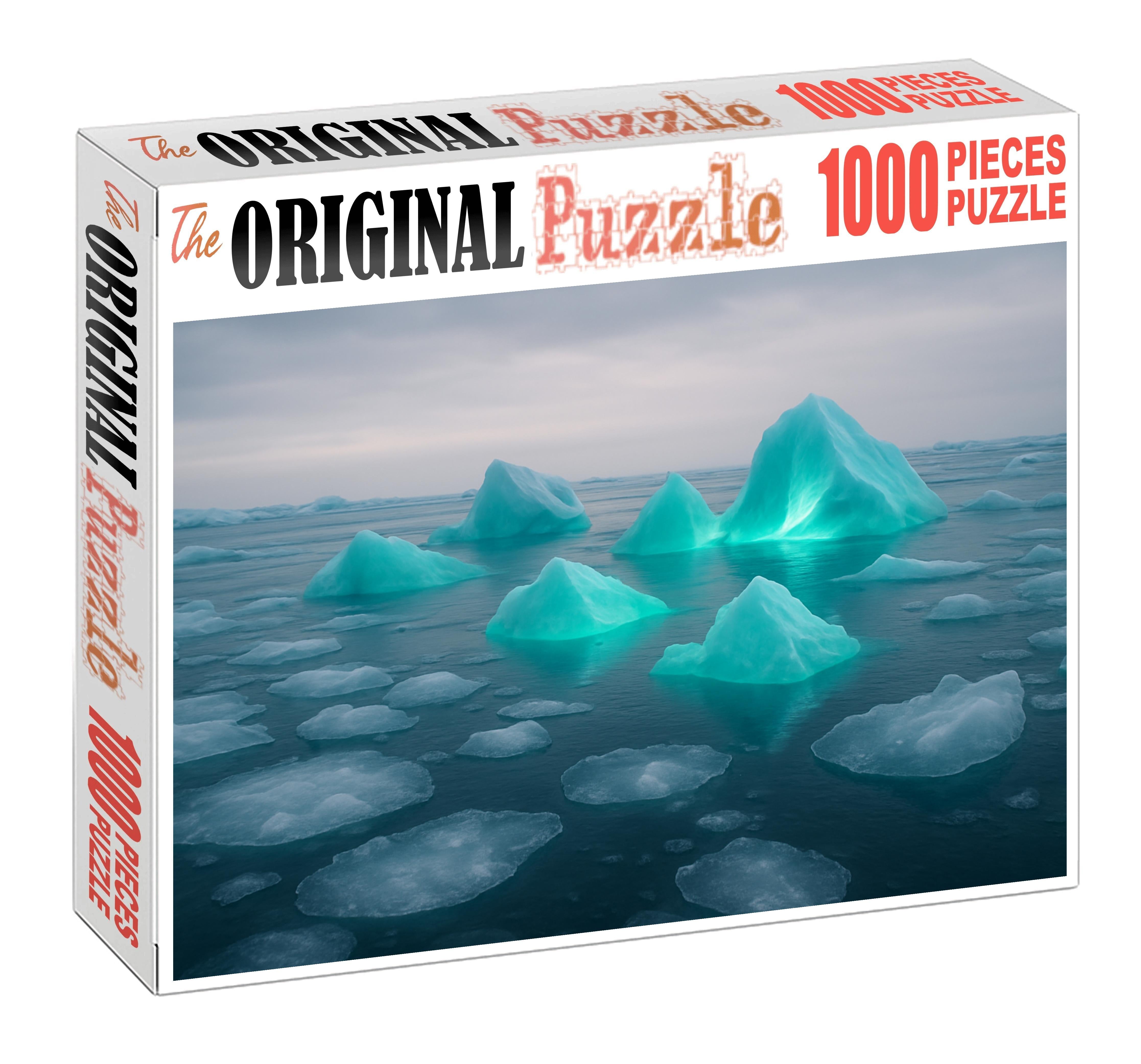 Silent Glacier Edge Icy Floes Against Crystal-clear Cold Waters Premium Puzzle Pieces