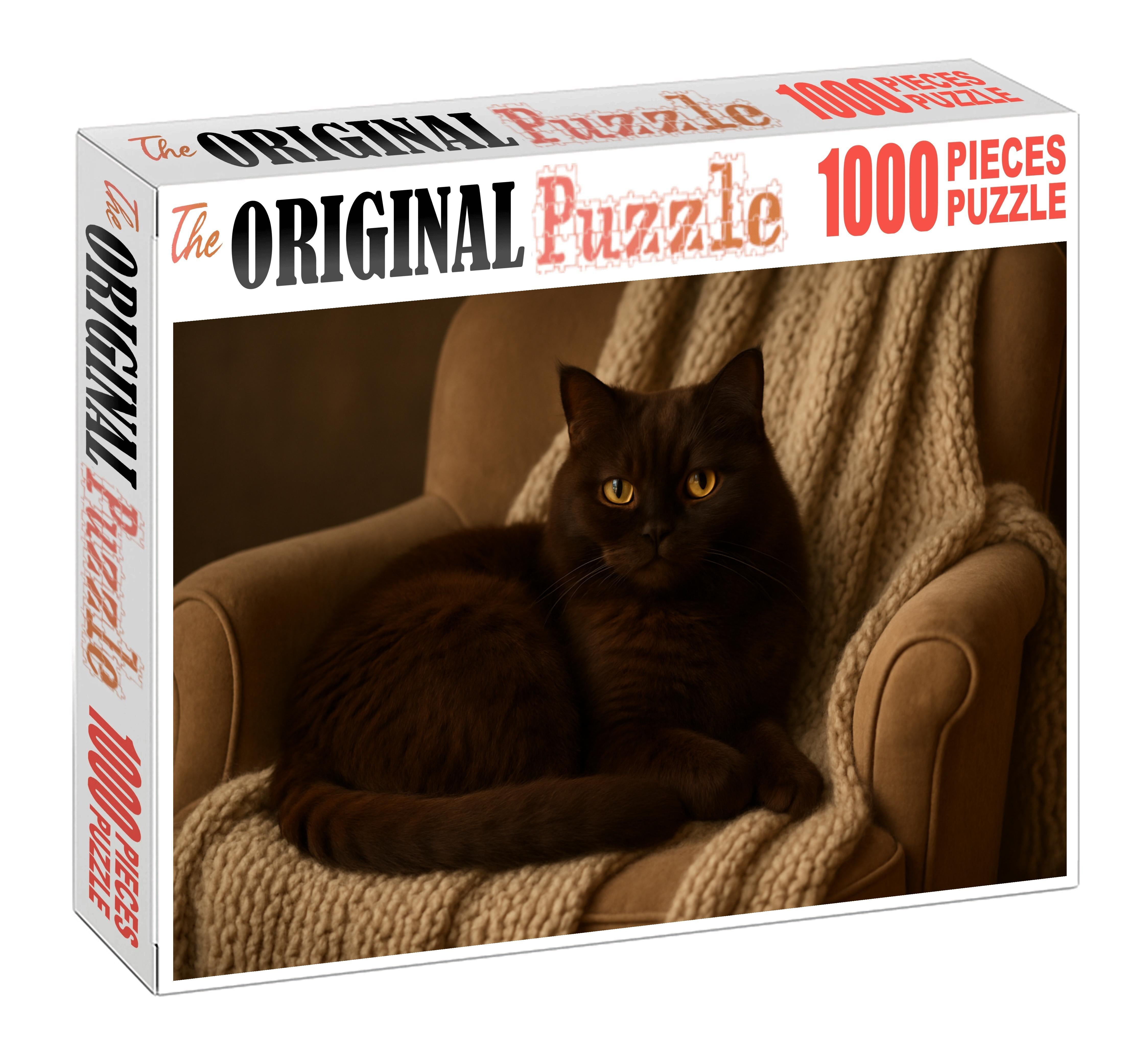 Sable Veil Plush Dark Brown Cat With Mysterious Charm 20 Piece Puzzle