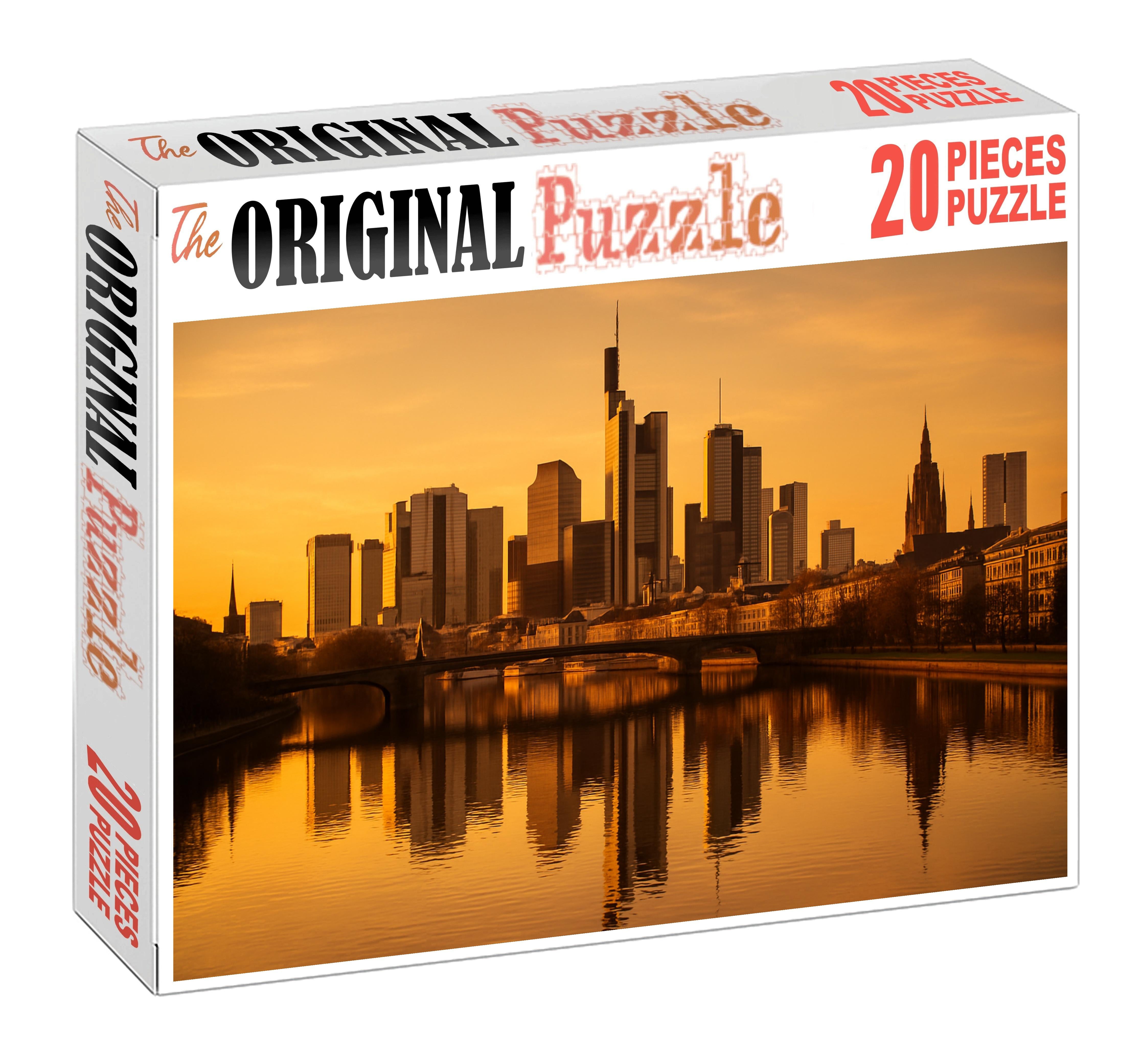 Frankfurt Skyline Europe's Financial Hub With Iconic Messeturm Tower Mini Puzzle