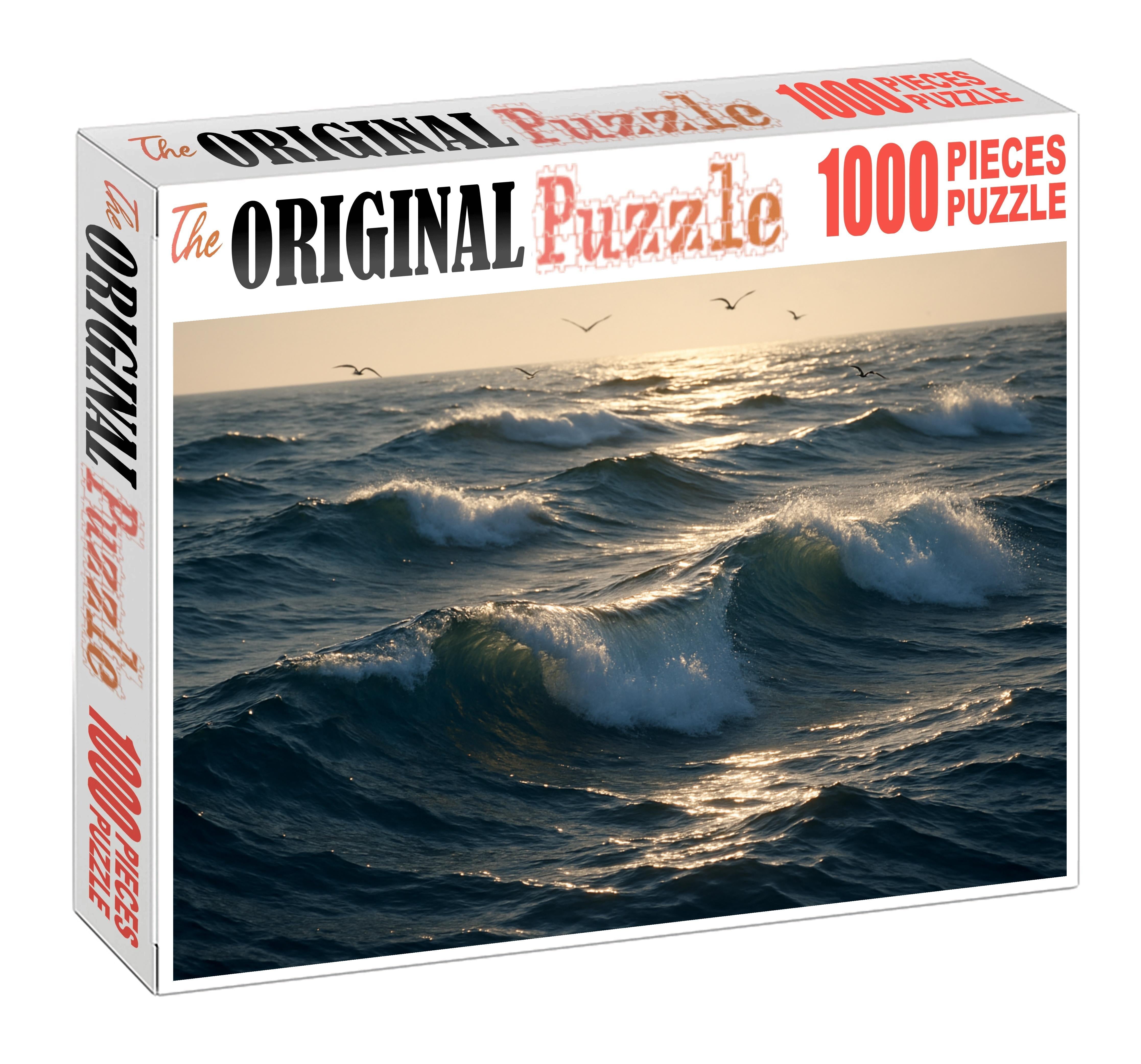 Silver Wave Crest Dynamic Swells Over Deep Oceanic Waters Challenging Puzzles