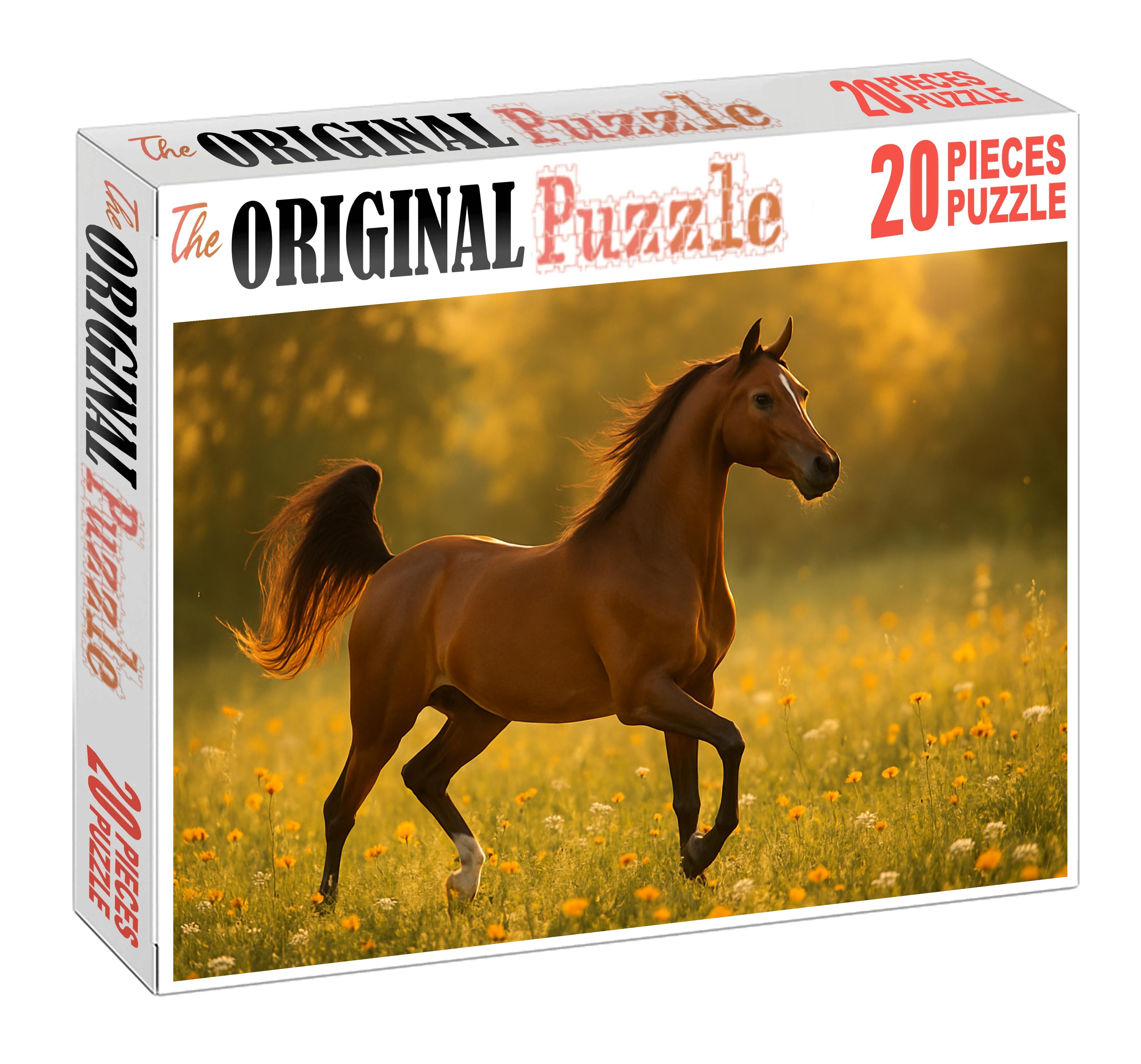 Sunlit Amber Arabian Radiant Bay Mare With Refined Features Large Format Puzzle