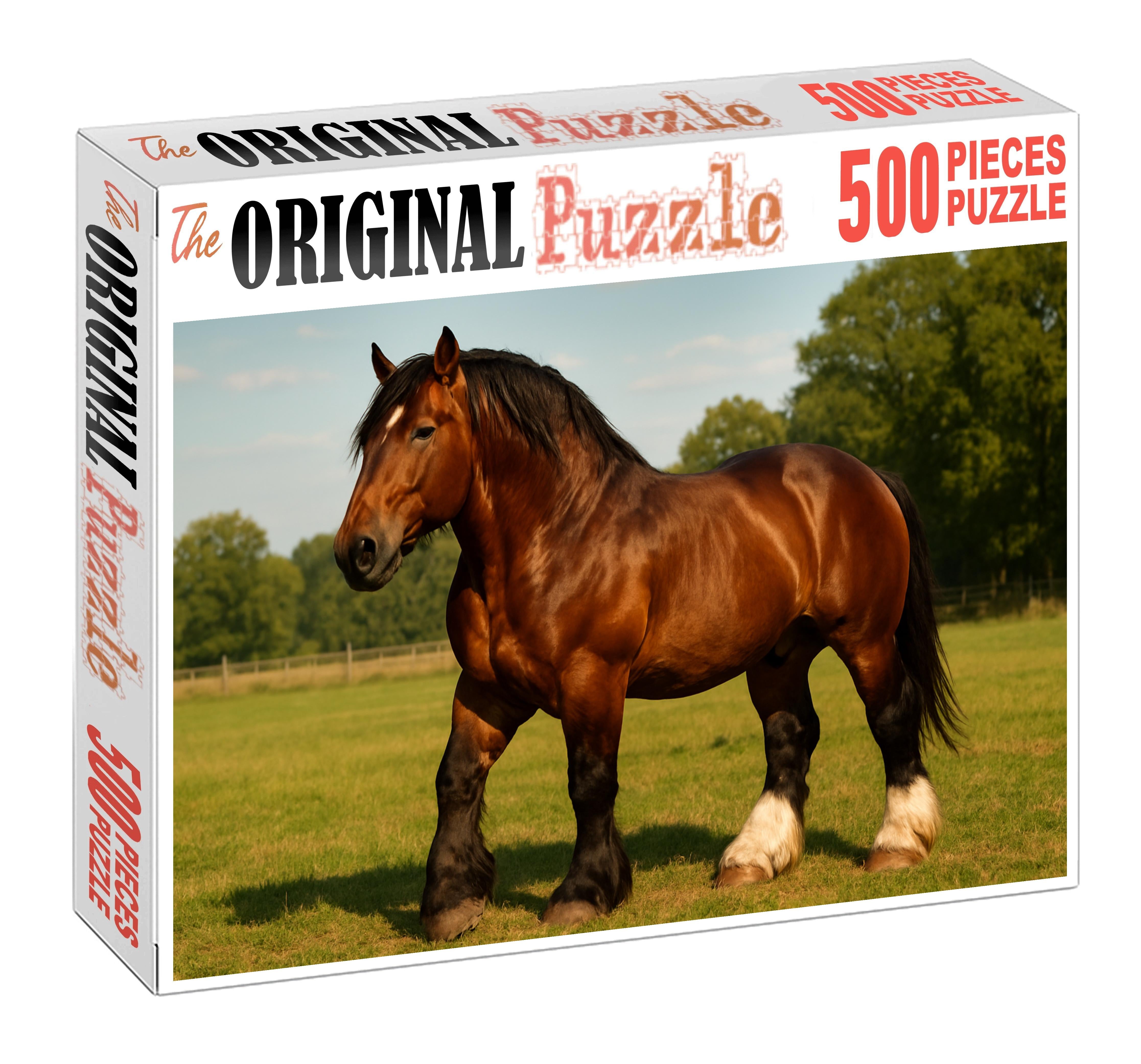 Ironclad Titan Robust Bay Draft Stallion With Commanding Presence Puzzle For Kids