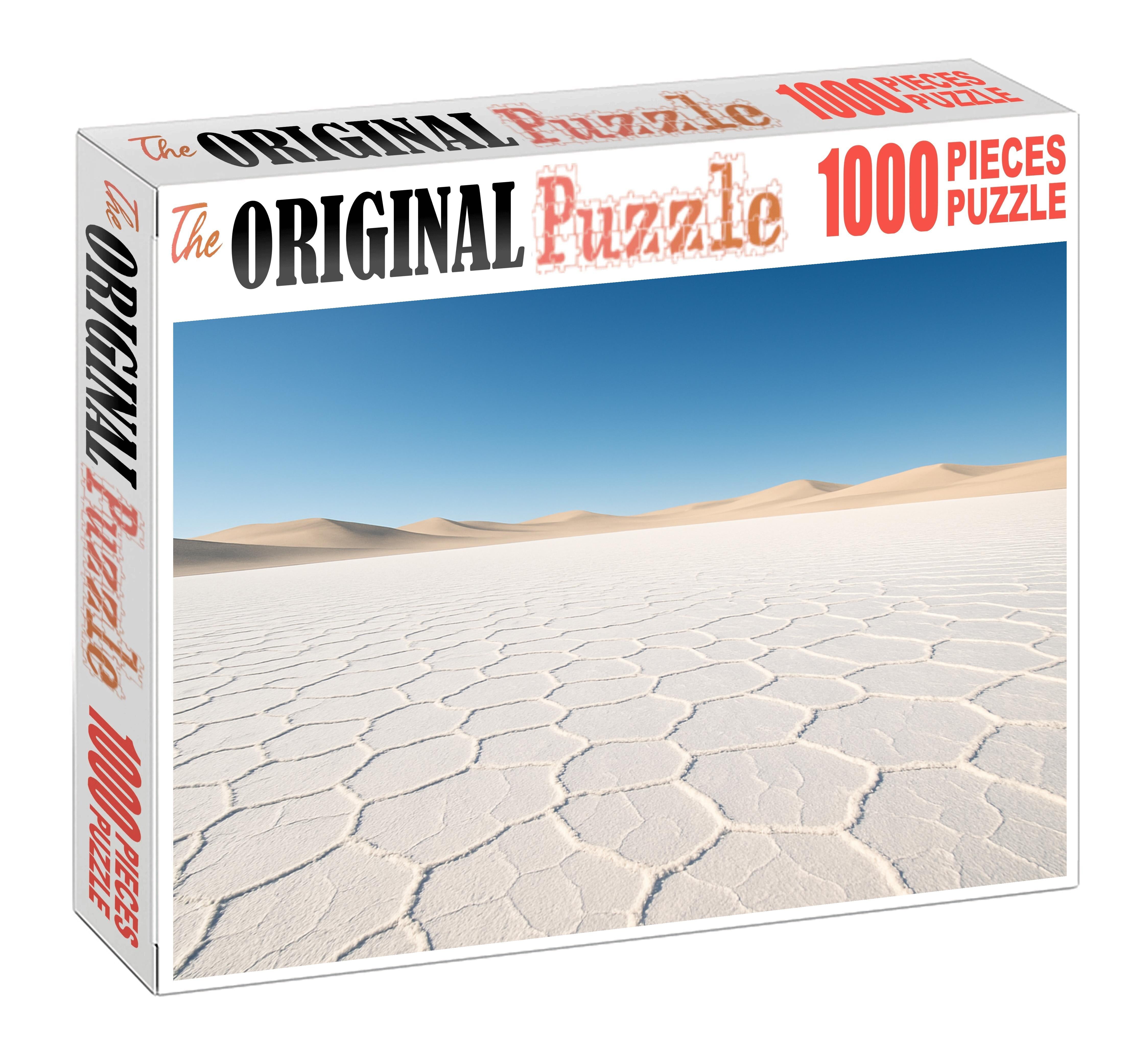 Silver Mirage Flats Glittering Salt Pan Under Midday Sun Premium Puzzle Pieces