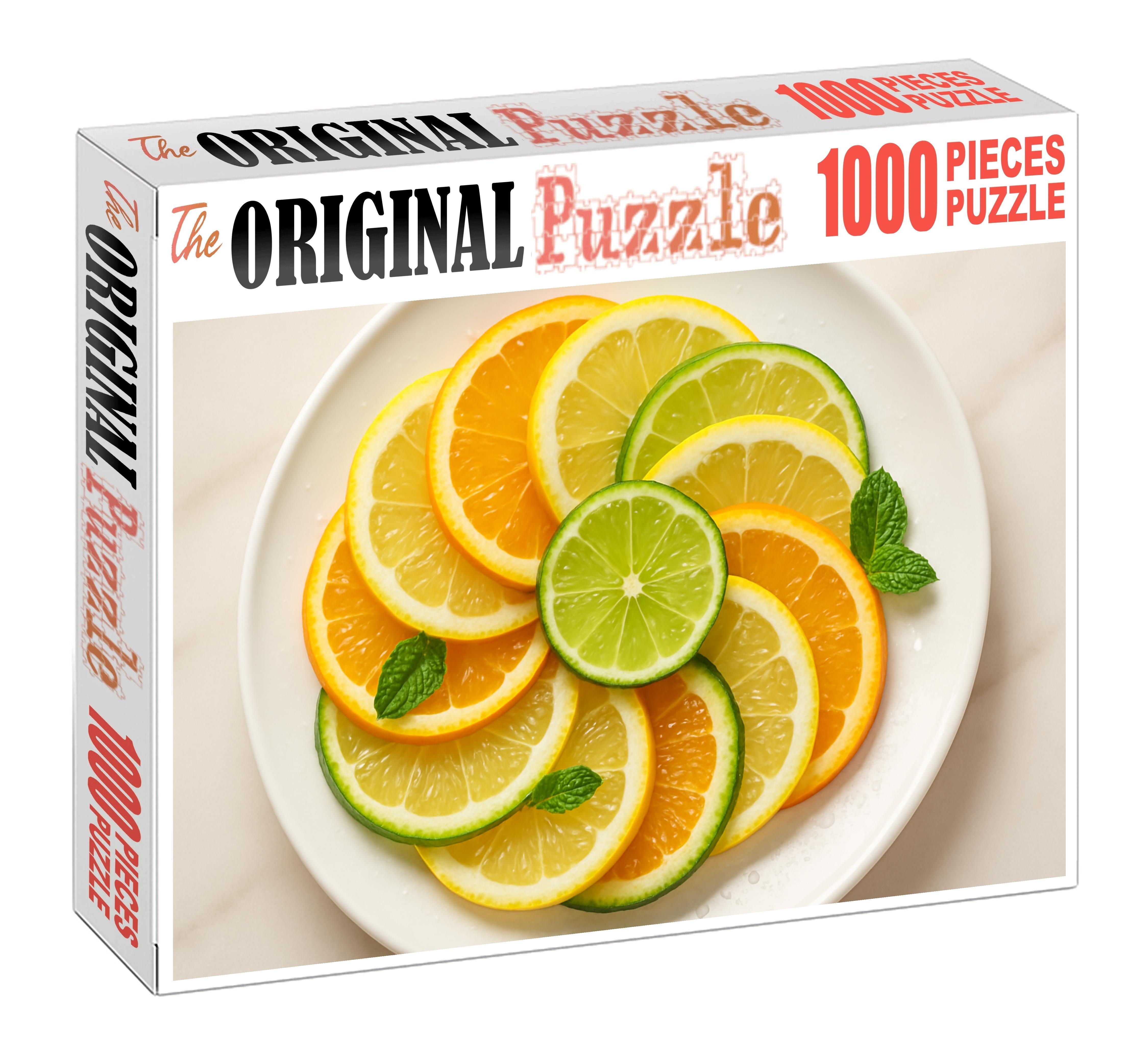 Sunlit Citrus Spiral Radiant Arrangement Of Oranges Lemons And Limes Premium Puzzle Pieces