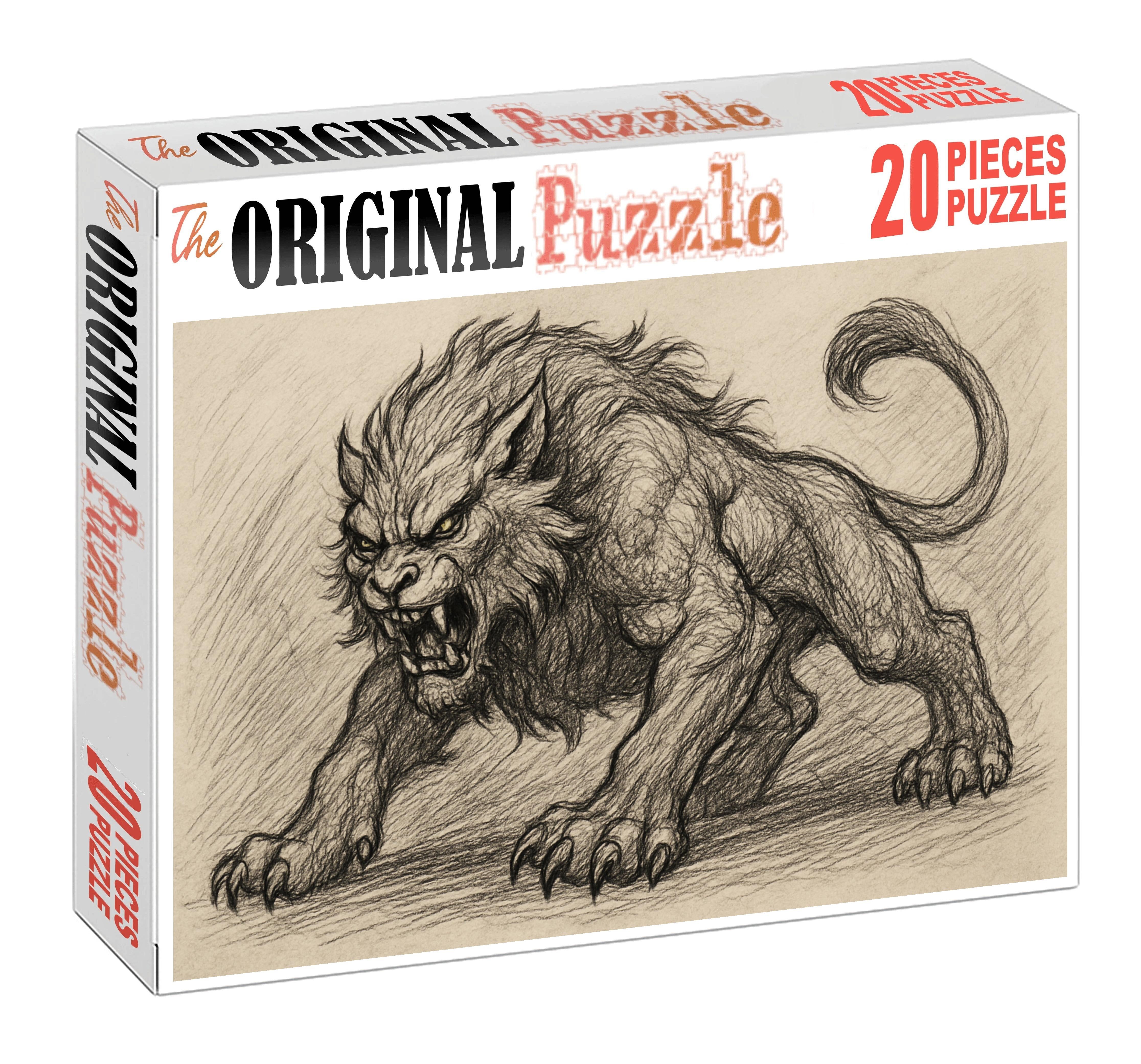 Mythical Beast Concept Sketch Energetic Graphite And Ink Overlay Puzzle Challenge
