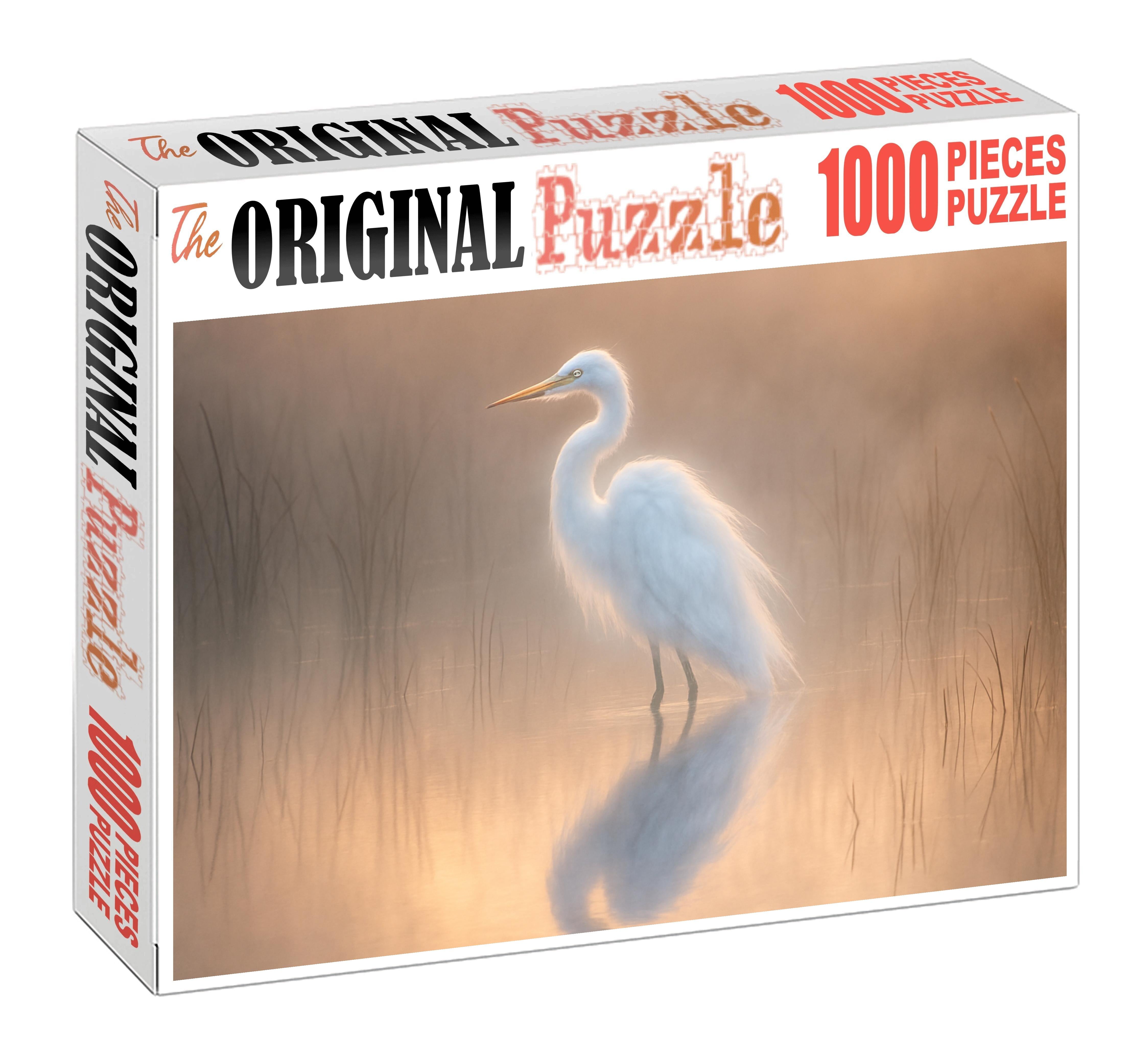 Ghostly Egret Graceful Marsh Specter Premium Puzzle Pieces