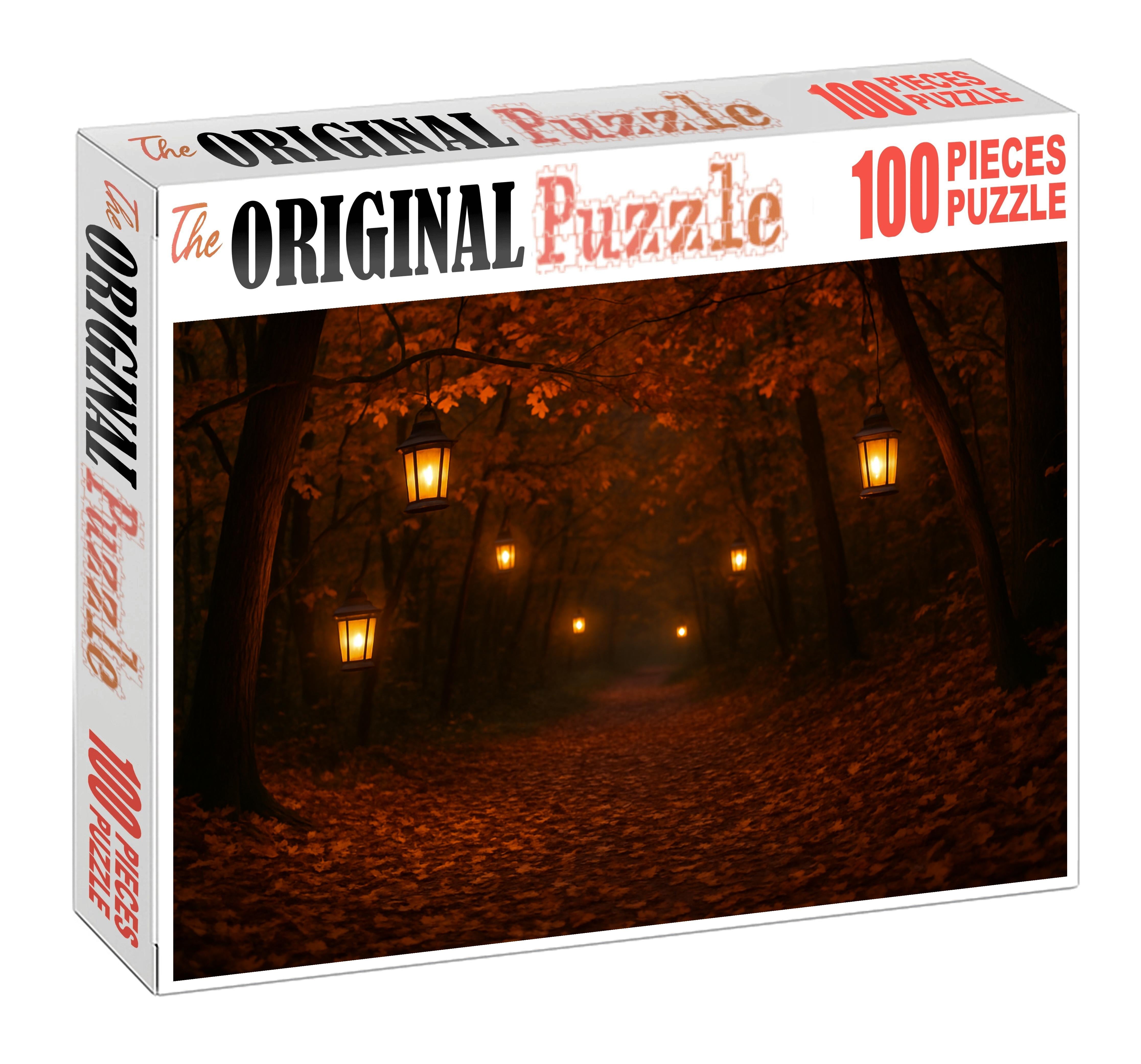 Early Autumn Festival Pathway Leaf Litter And Lanterns 100 Piece Puzzle